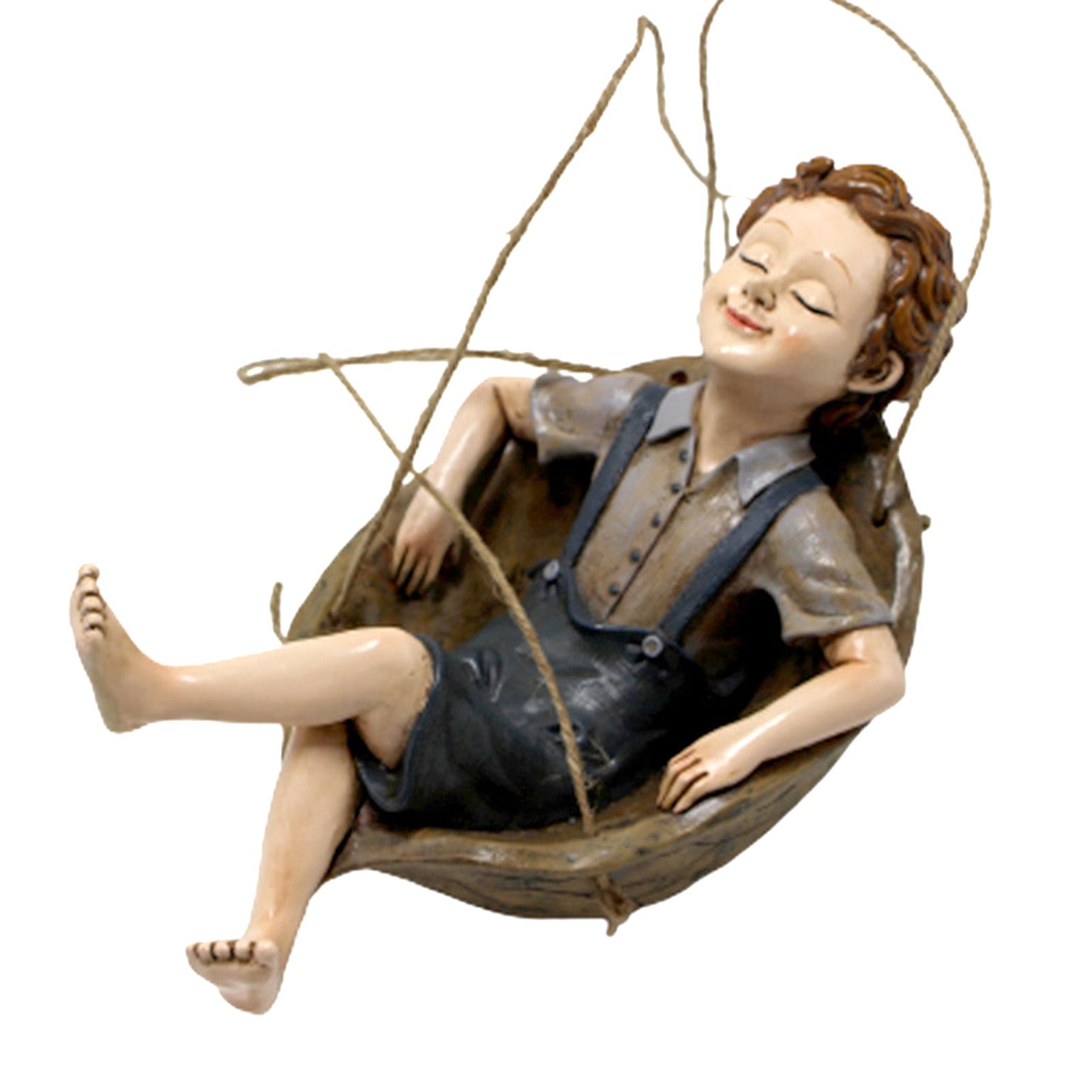 Swing Statue Tree Hanging Ornament Sleeping Boy Look Swinging Figurine view 3