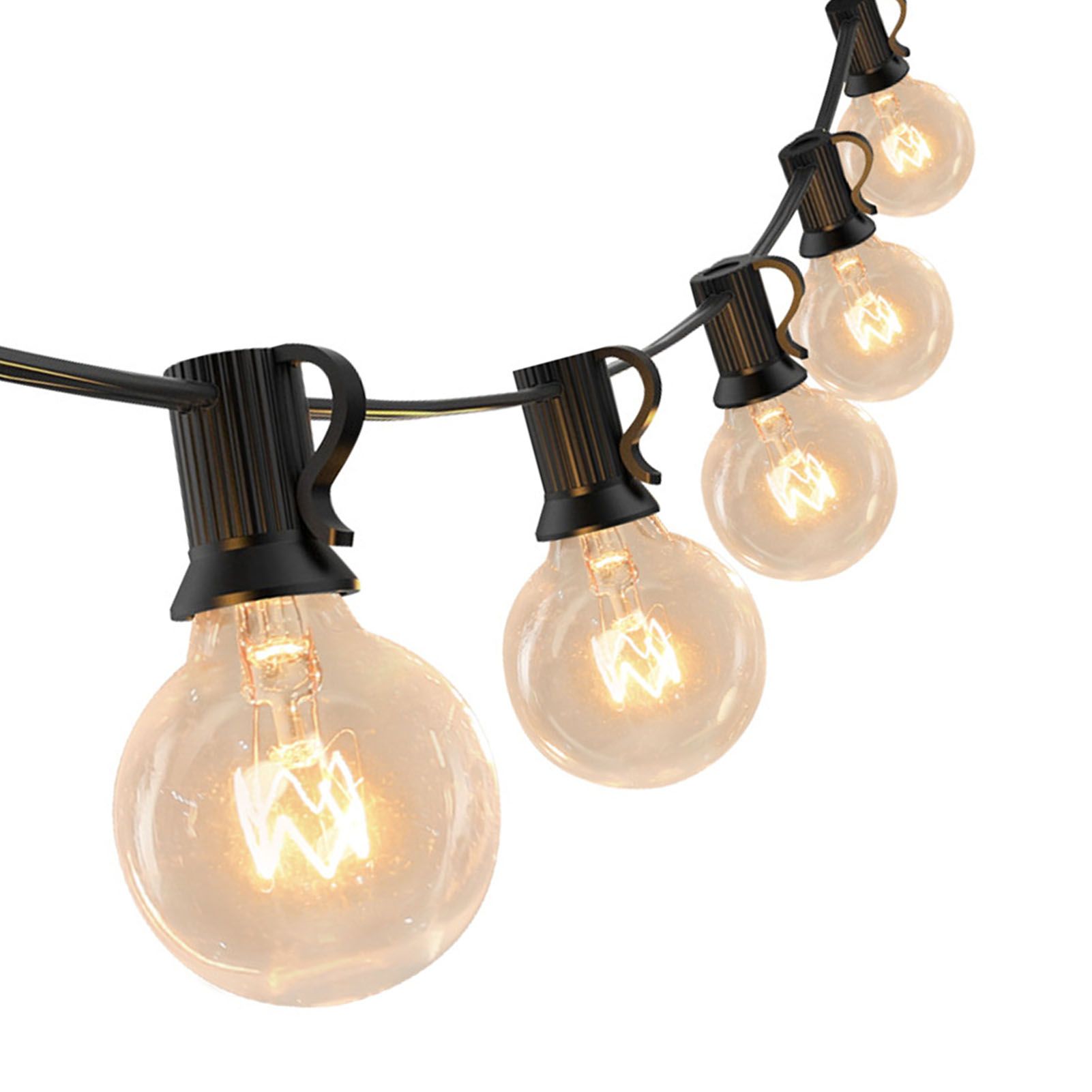 String Light IP44 Waterproof 50FT 50 Bulbs 4 Spare Bulbs Plug in G40 Tungsten