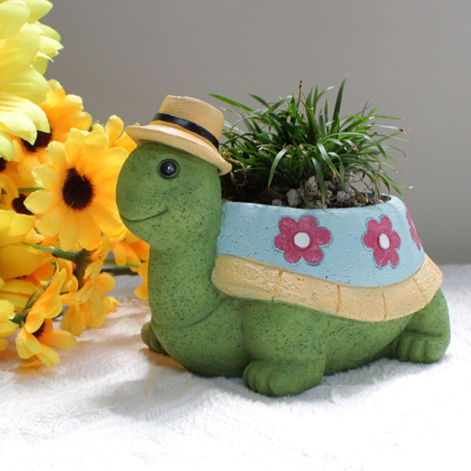 Turtle Planter Cute Animal Landscape Decorative Flower Pot Resin Succulent Pot view 4