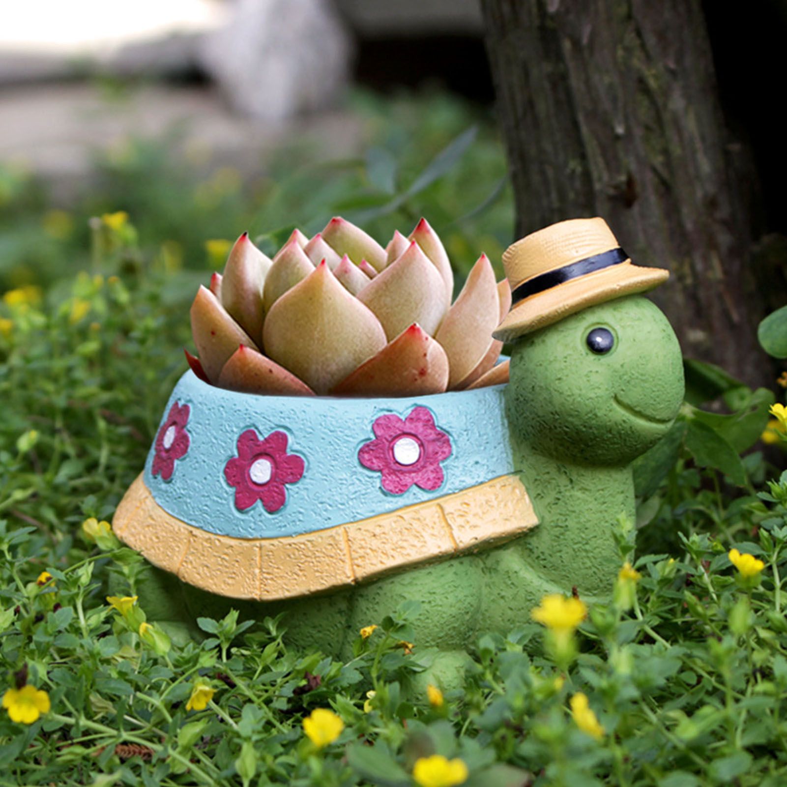 Turtle Planter Cute Animal Landscape Decorative Flower Pot Resin Succulent Pot view 6