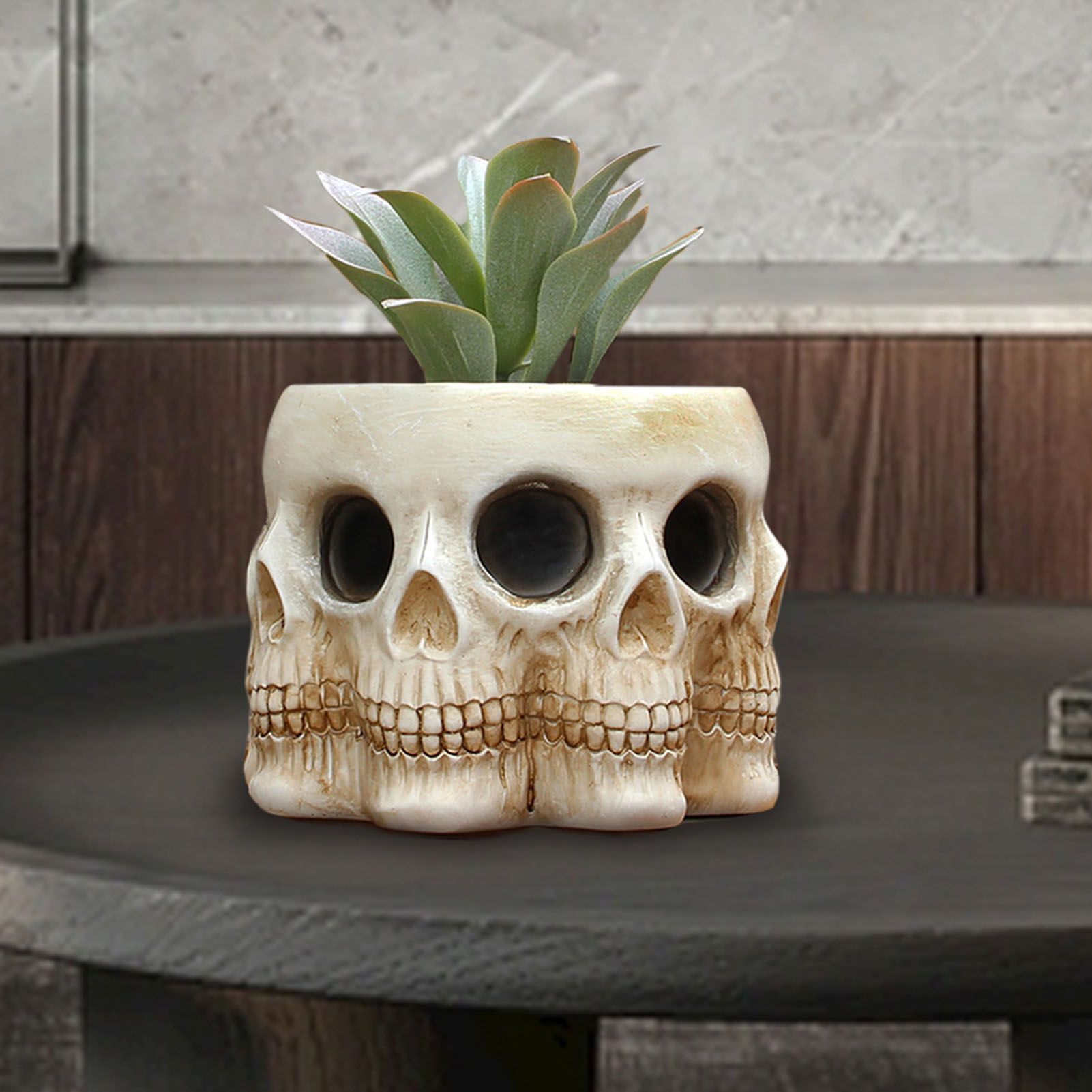 Multifaceted Skull Planter Ornaments Resin Home Garden Horror Skull Decoration view 8