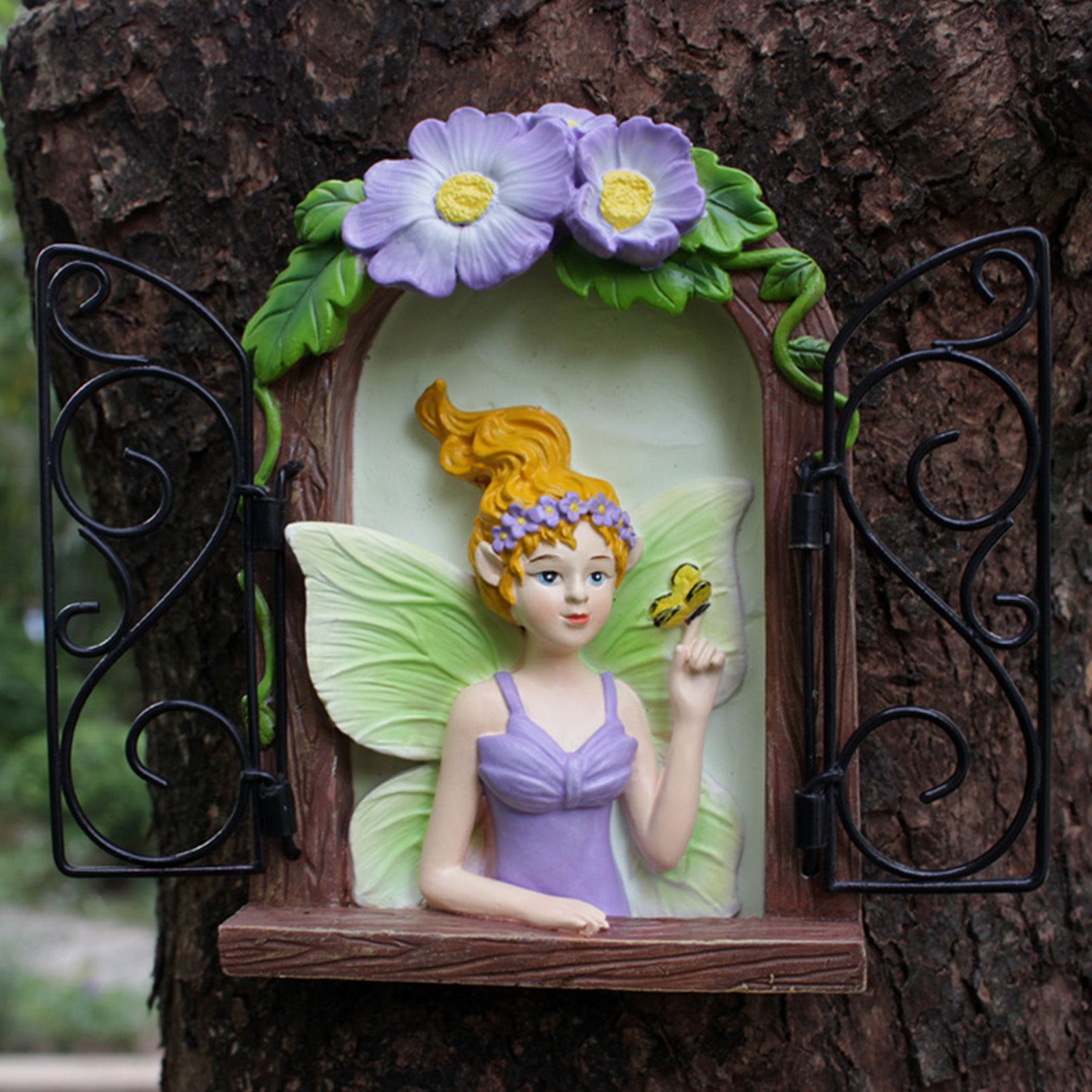 Lovely Resin Figurines Flower Fairy Micro Landscape Decoration Glow in The view 9