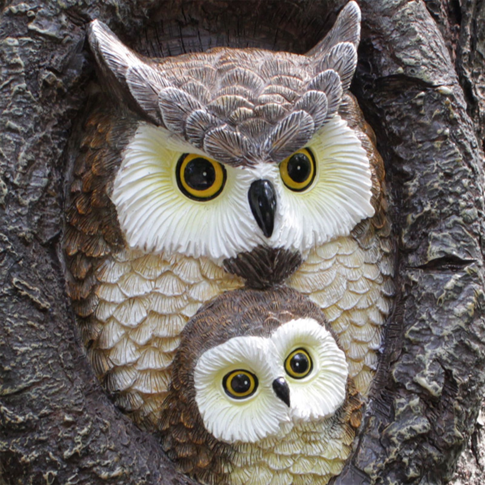 Owl Tree Hugger Outdoor Decor Whimsical Sculpture Garden Statue Yard Art view 8