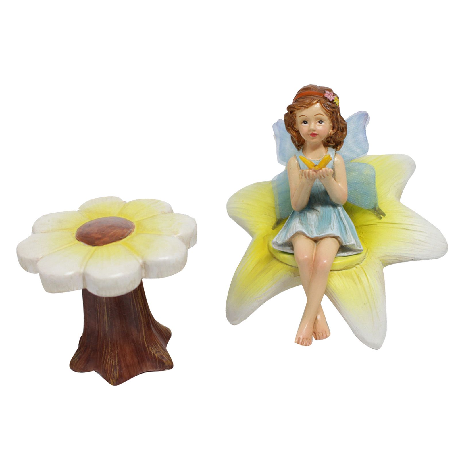 Flower Fairy Figurine with Flower Table and Chair Resin Exquisite Fairy Statue view 4