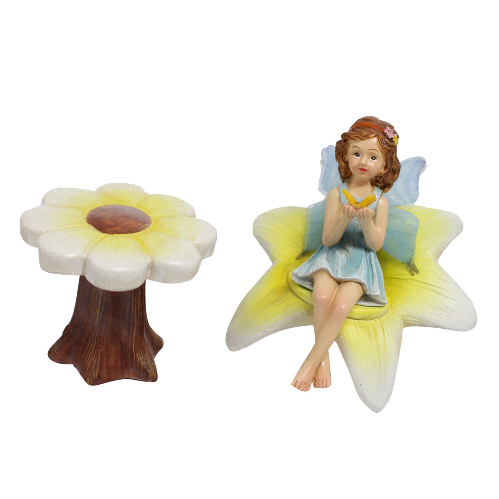 Flower Fairy Figurine with Flower Table and Chair Resin Exquisite Fairy Statue view 6