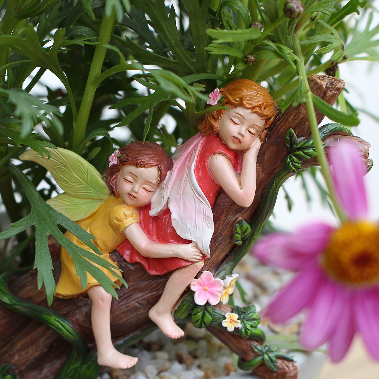 Miniature Fairy Resting Statue Resin Sleeping Fairy Mini Sculpture Garden view 9