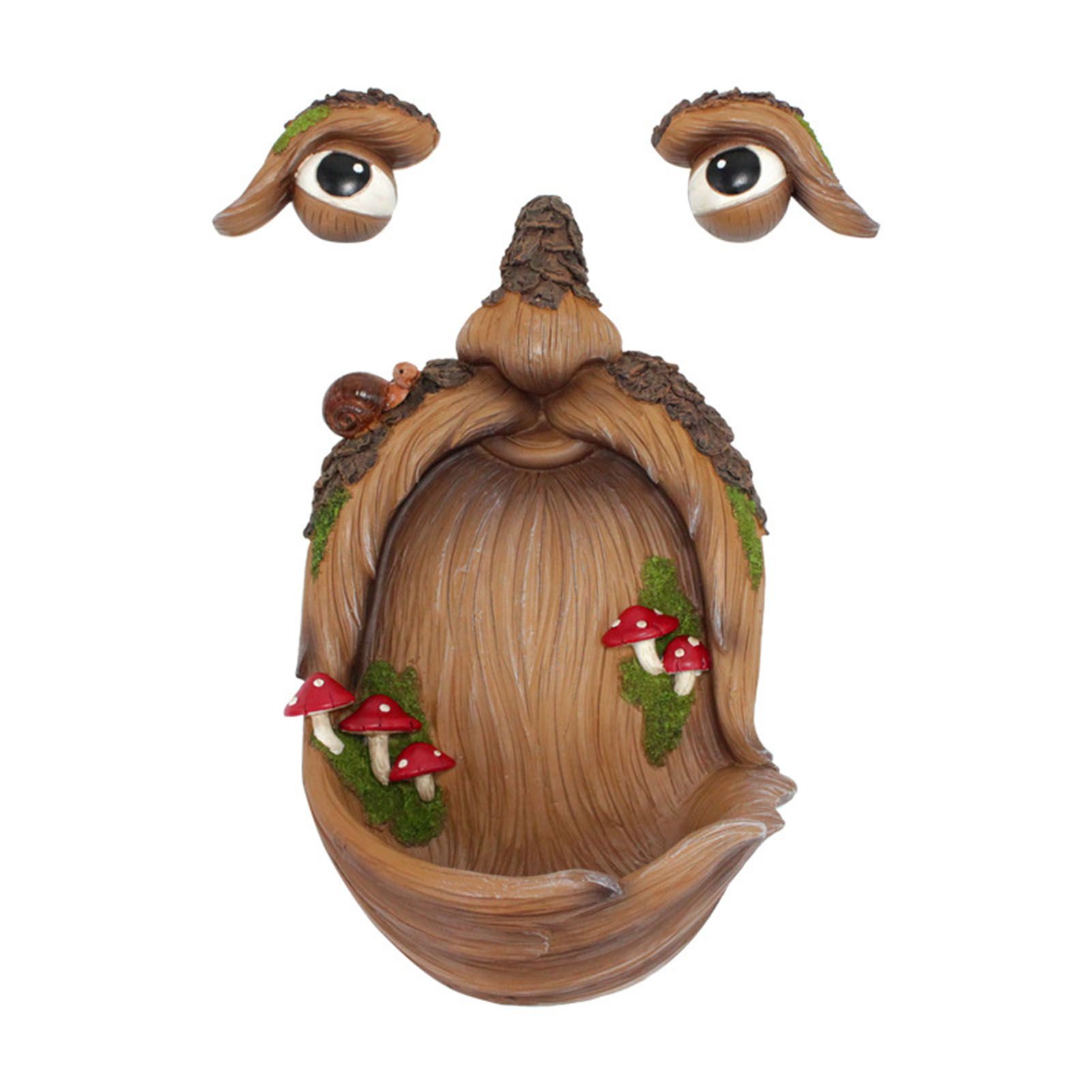 Tree Face Mushroom Bird Feeder Resin Lifelike Funny Old Man Tree Face view 3