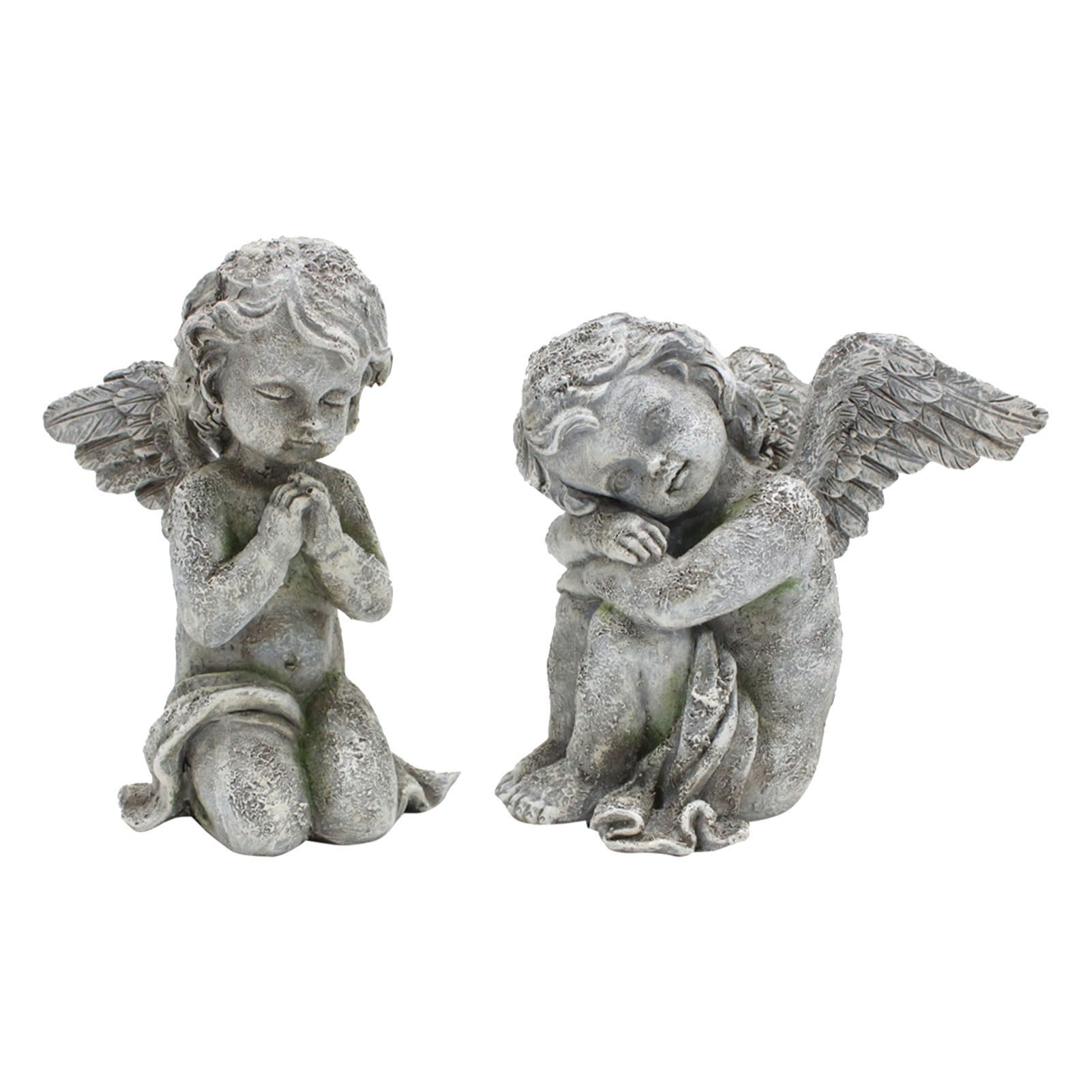 1 Pair Angel Garden Figurines Cute Adorable Home Decoration Resin Angel Garden view 3