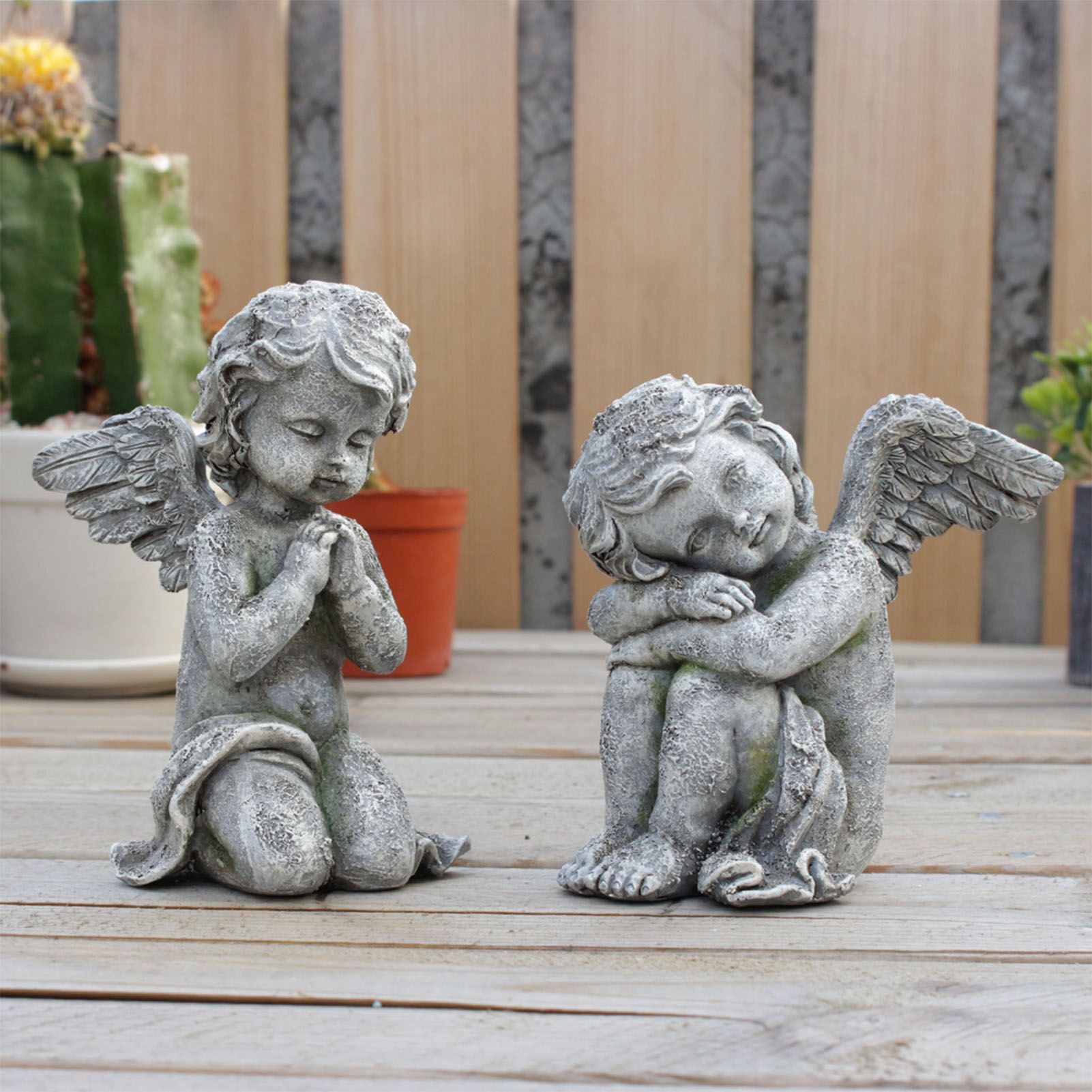 1 Pair Angel Garden Figurines Cute Adorable Home Decoration Resin Angel Garden view 8
