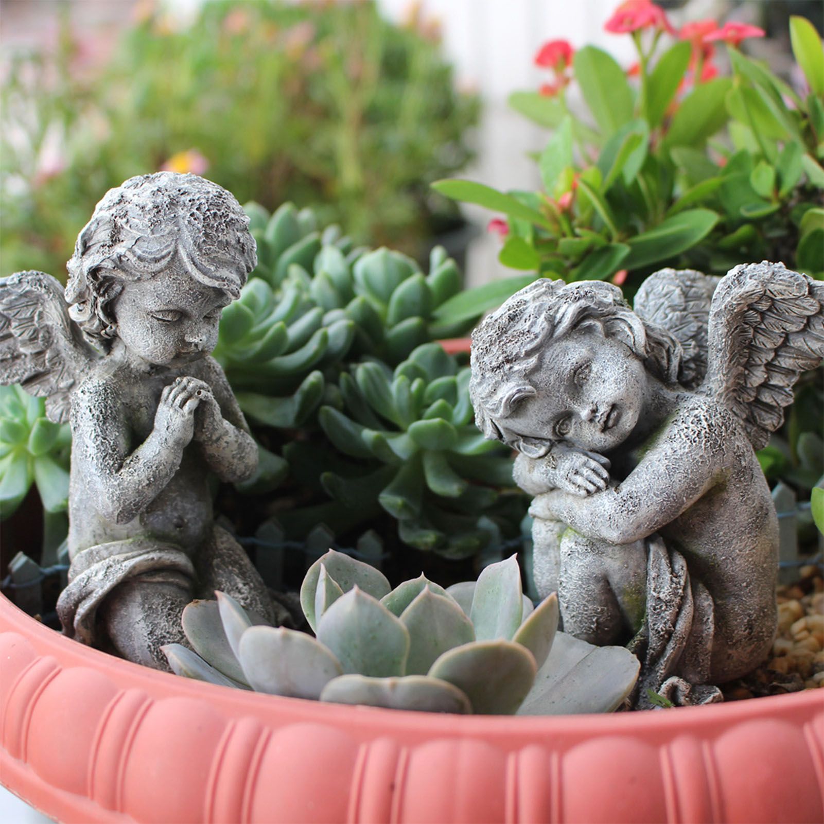 1 Pair Angel Garden Figurines Cute Adorable Home Decoration Resin Angel Garden view 9