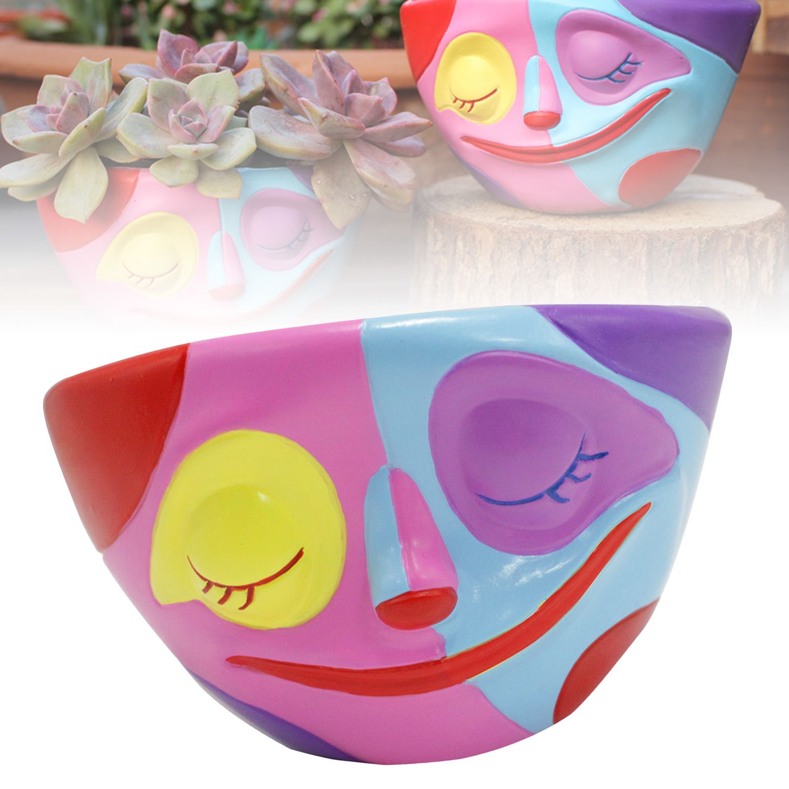 Face Succulent Planter Colorful Delicate Look Resin Flower Pot Home Decoration view 9