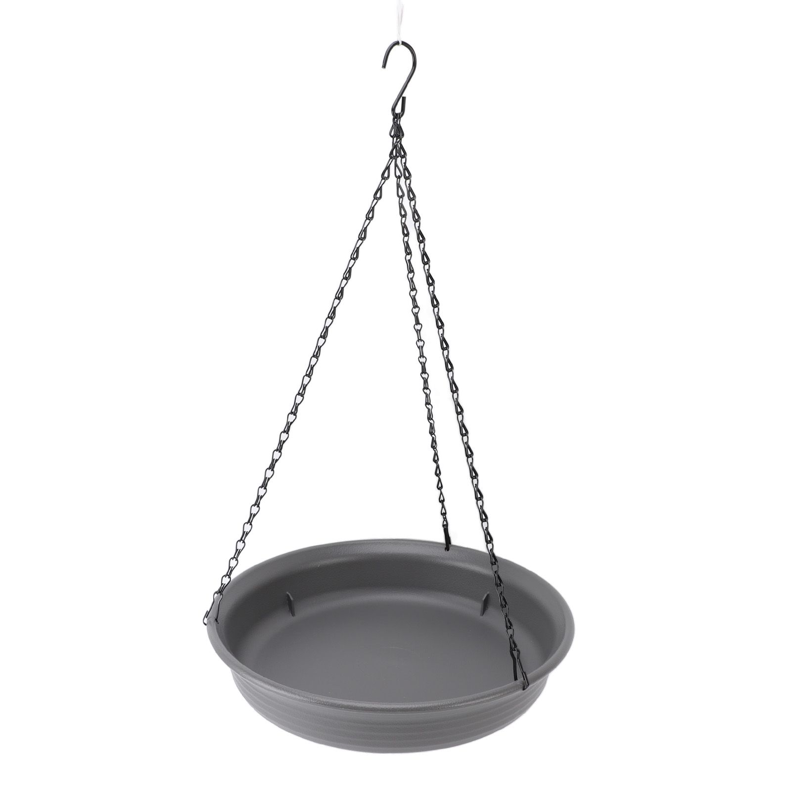 Hanging Bird Feeder with Hook Metal Chain Plastic Bird Bath Feeding Bowl Round — image 1