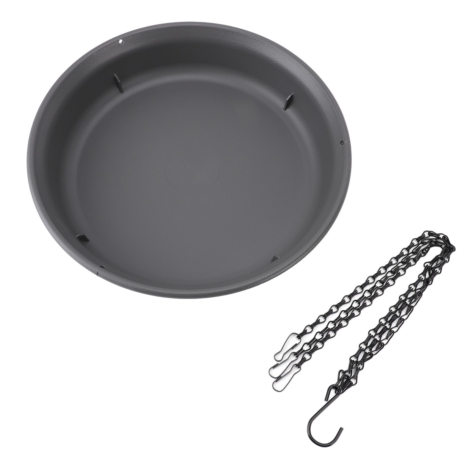 Hanging Bird Feeder with Hook Metal Chain Plastic Bird Bath Feeding Bowl Round view 3