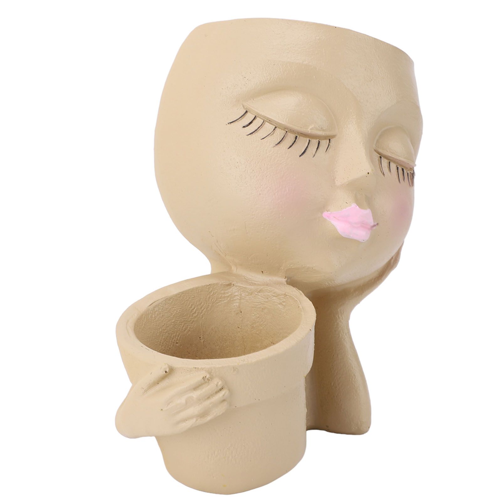 Face Planter Resin Fade Proof Unique Face Succulent Pot with Drainage Hole for view 4