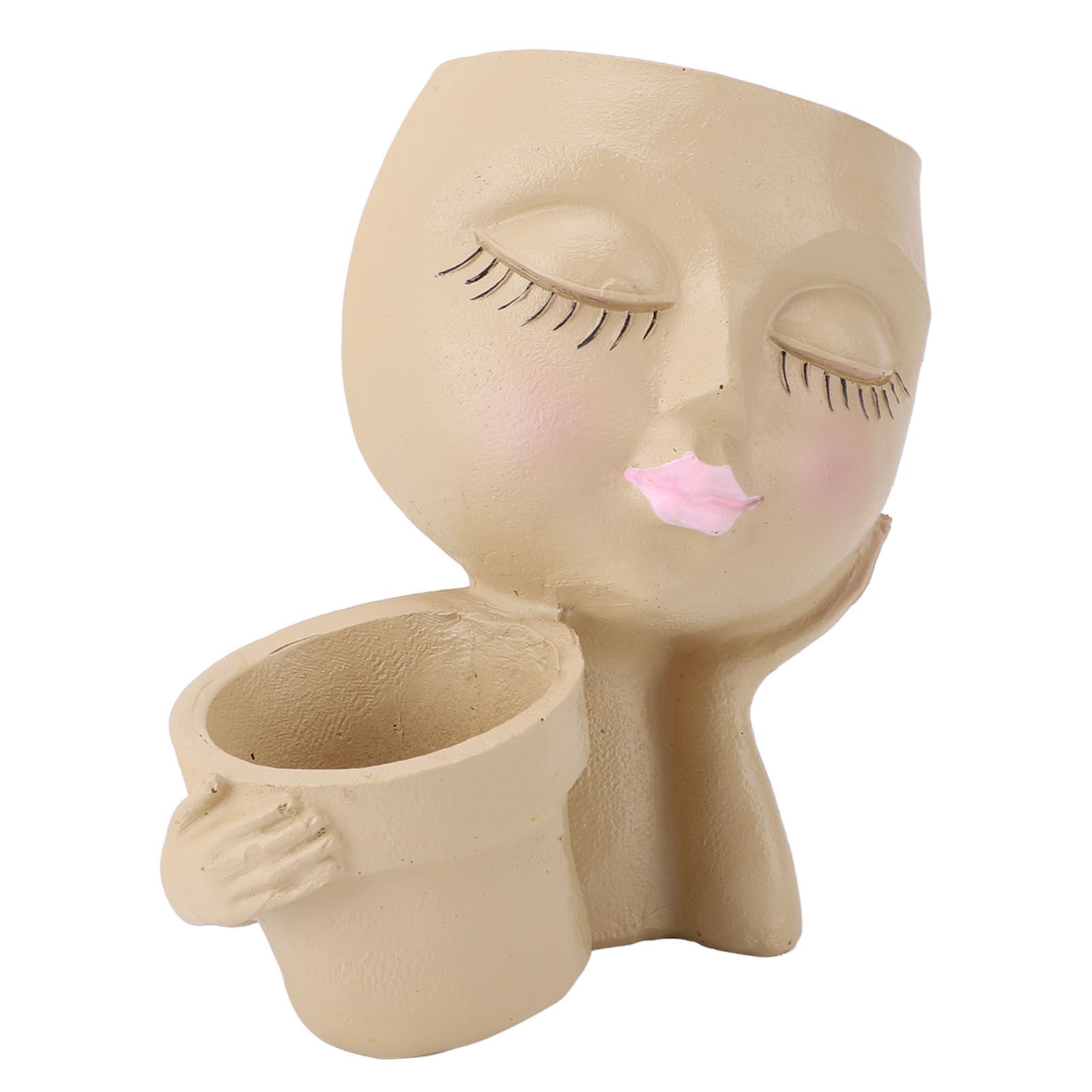 Face Planter Resin Fade Proof Unique Face Succulent Pot with Drainage Hole for view 6