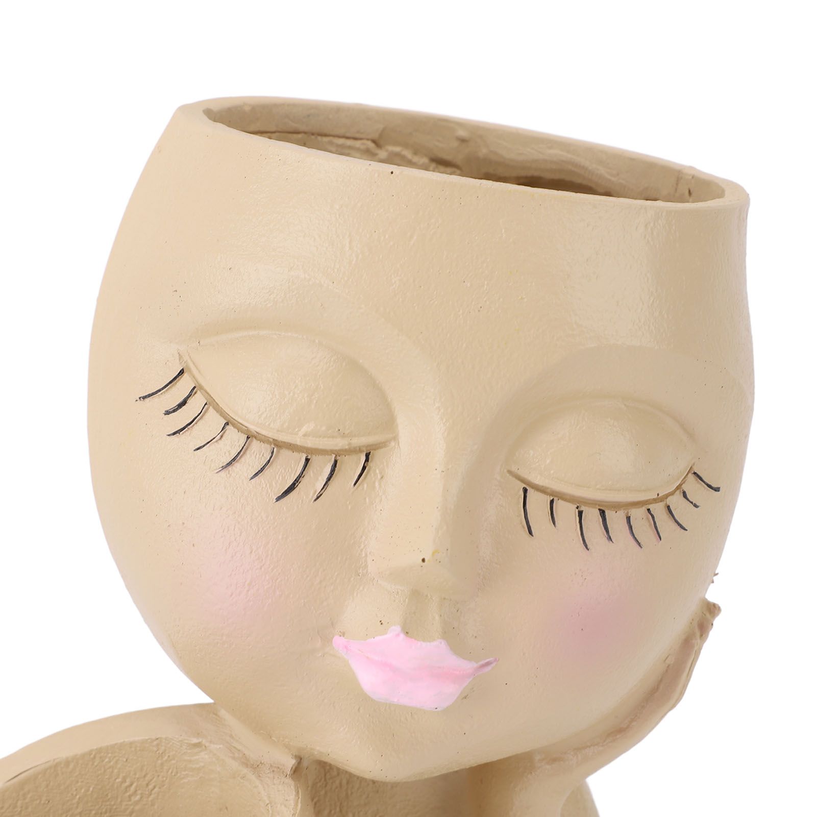 Face Planter Resin Fade Proof Unique Face Succulent Pot with Drainage Hole for view 7