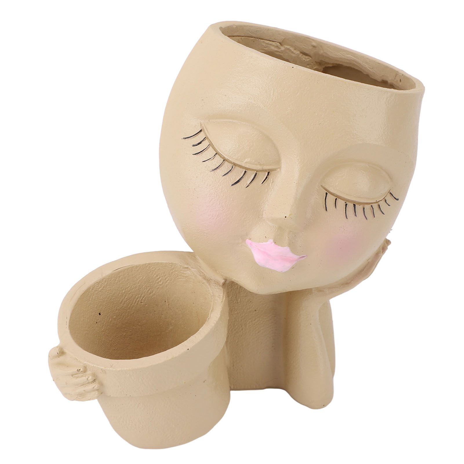 Face Planter Resin Fade Proof Unique Face Succulent Pot with Drainage Hole for view 8