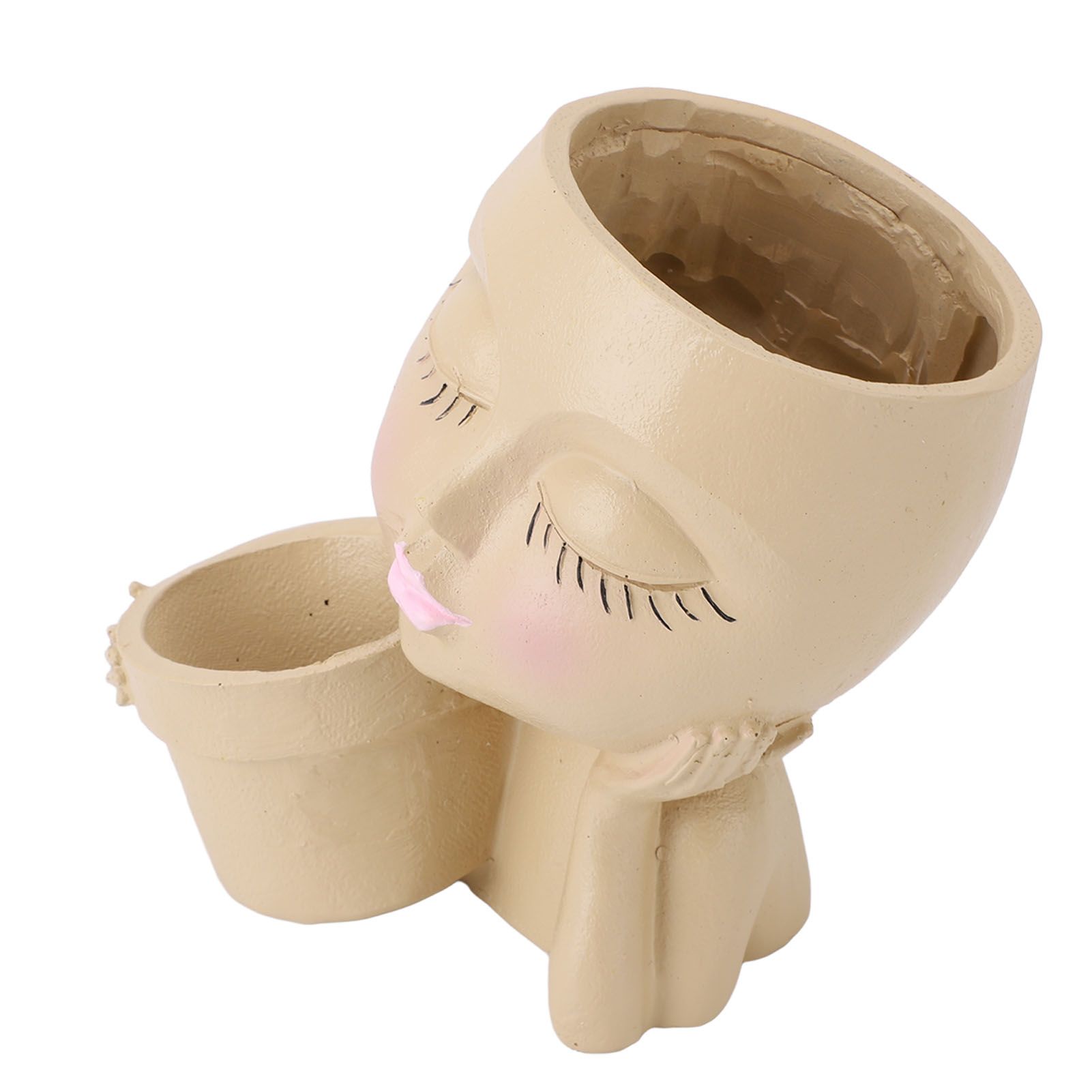 Face Planter Resin Fade Proof Unique Face Succulent Pot with Drainage Hole for view 9