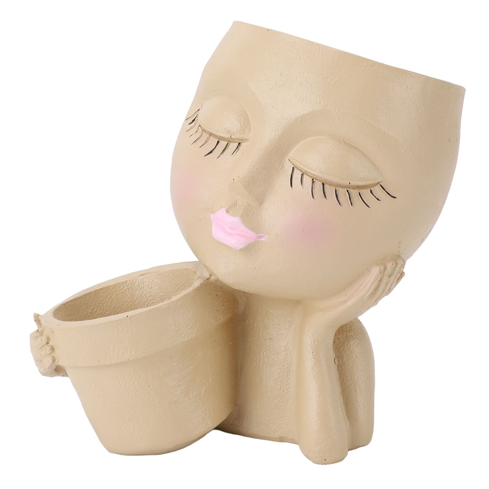 Face Planter Resin Fade Proof Unique Face Succulent Pot with Drainage Hole for view 11