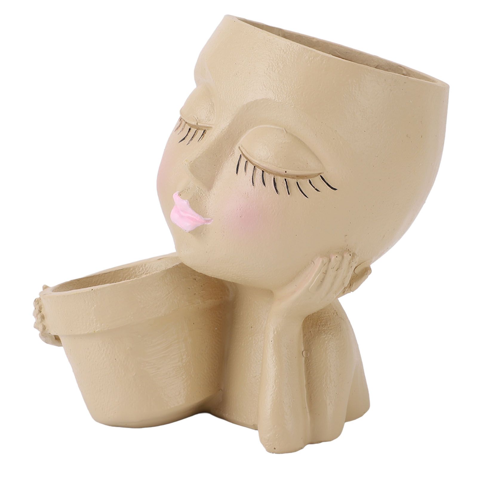 Face Planter Resin Fade Proof Unique Face Succulent Pot with Drainage Hole for view 12