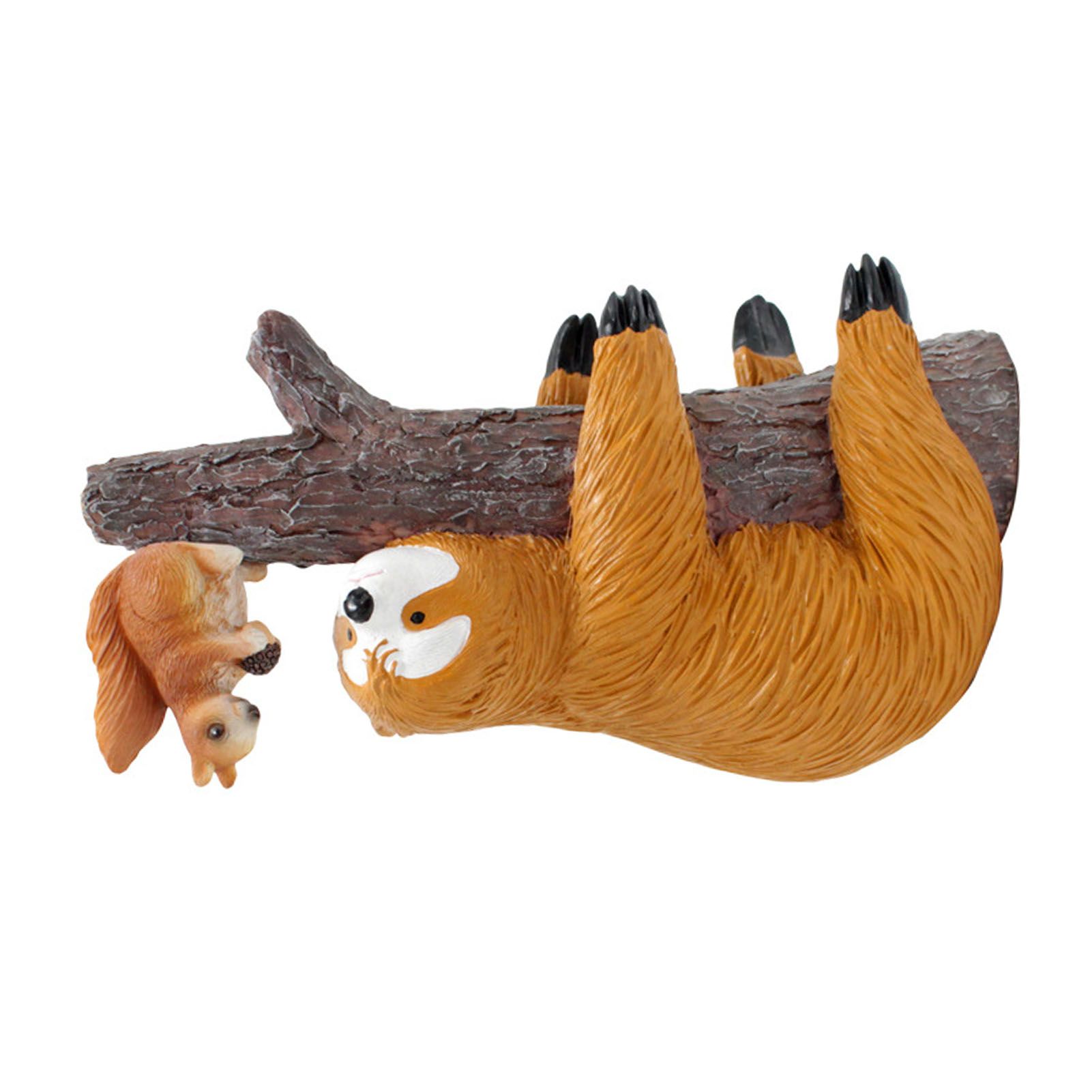 Sloth and Squirrel Tree Hugger Funny Cute Resin Sloth Napping Hanging view 2