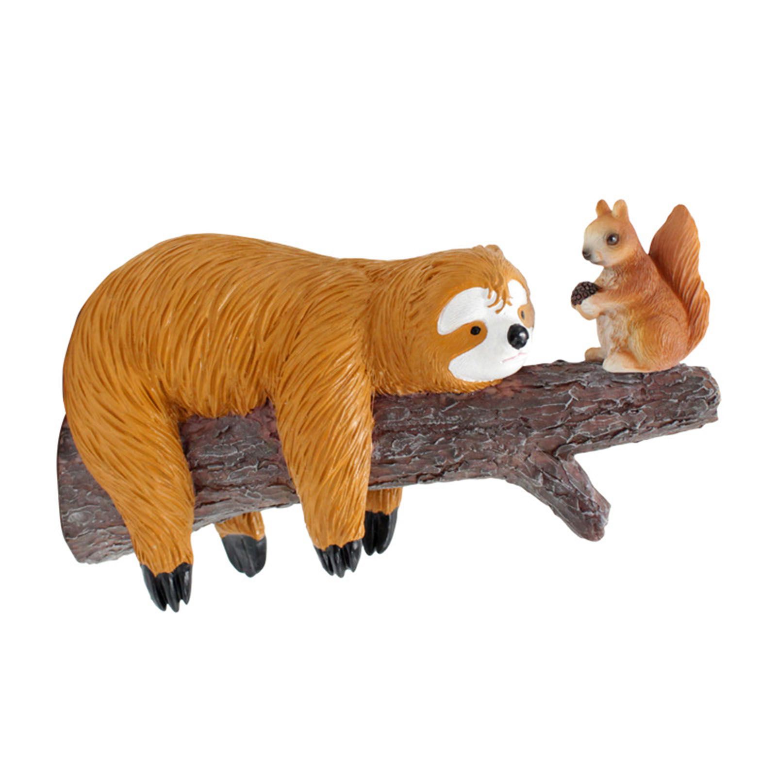 Sloth and Squirrel Tree Hugger Funny Cute Resin Sloth Napping Hanging view 3