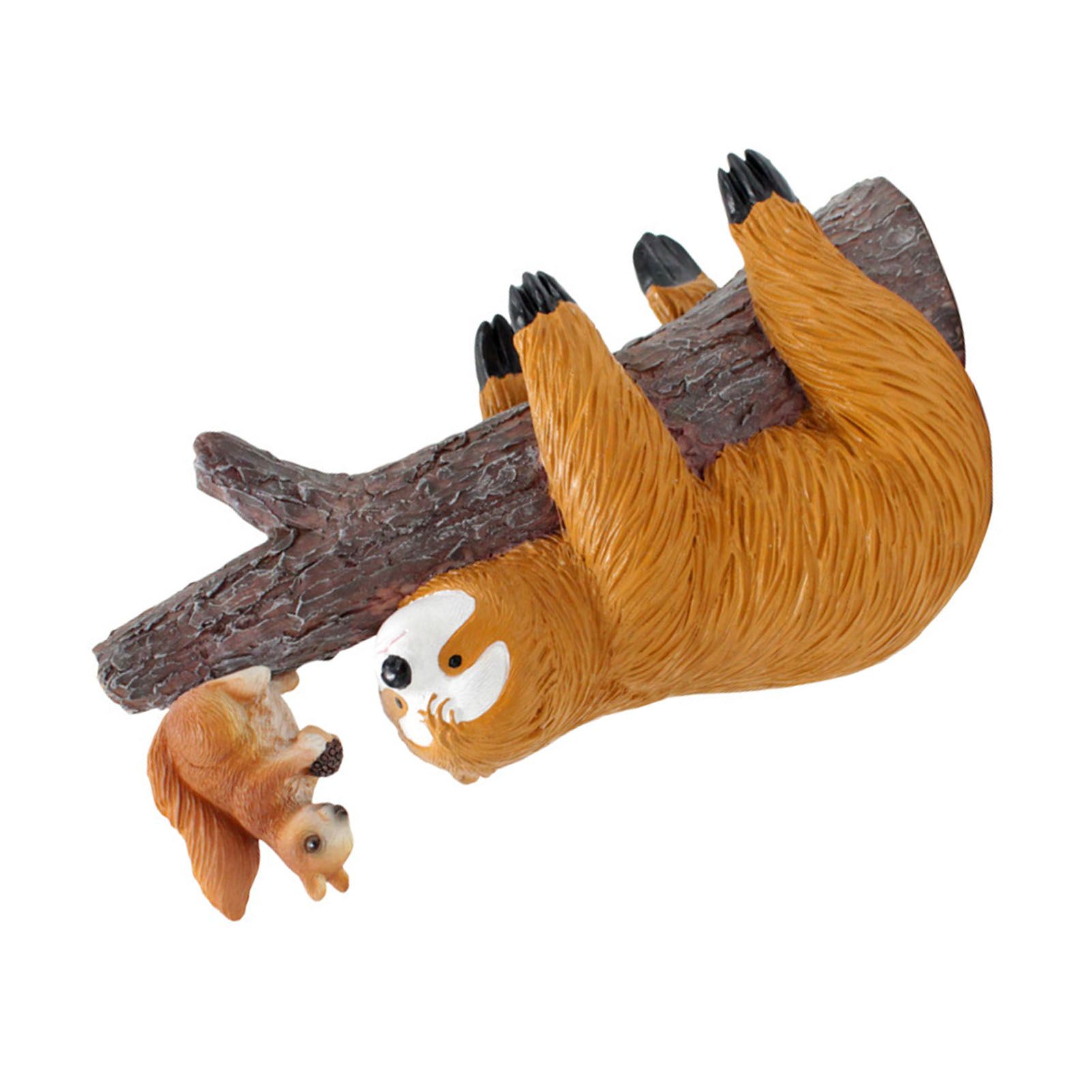 Sloth and Squirrel Tree Hugger Funny Cute Resin Sloth Napping Hanging view 5