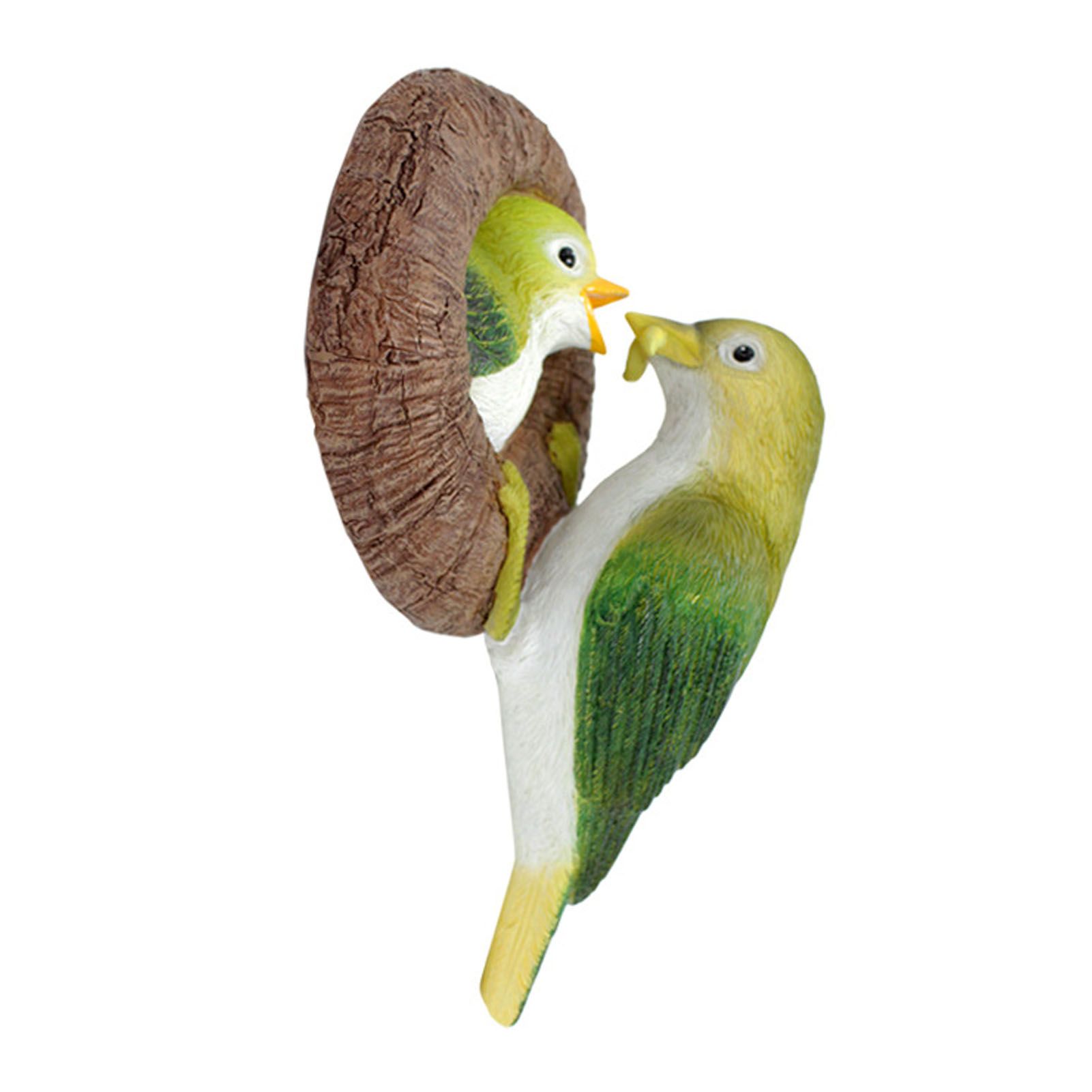 Simulated Bird Statue Resin Birds Peeker Figurine Sculpture for Tree Wall view 2