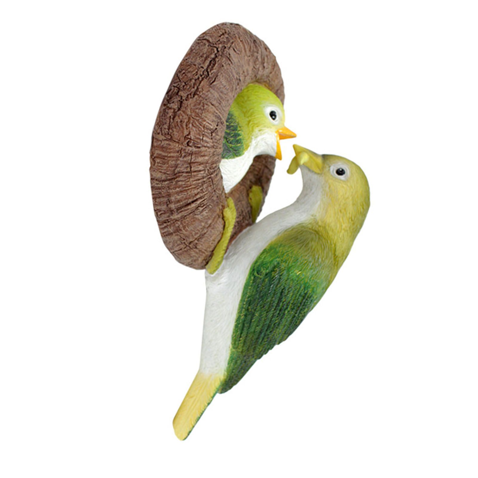 Simulated Bird Statue Resin Birds Peeker Figurine Sculpture for Tree Wall view 4
