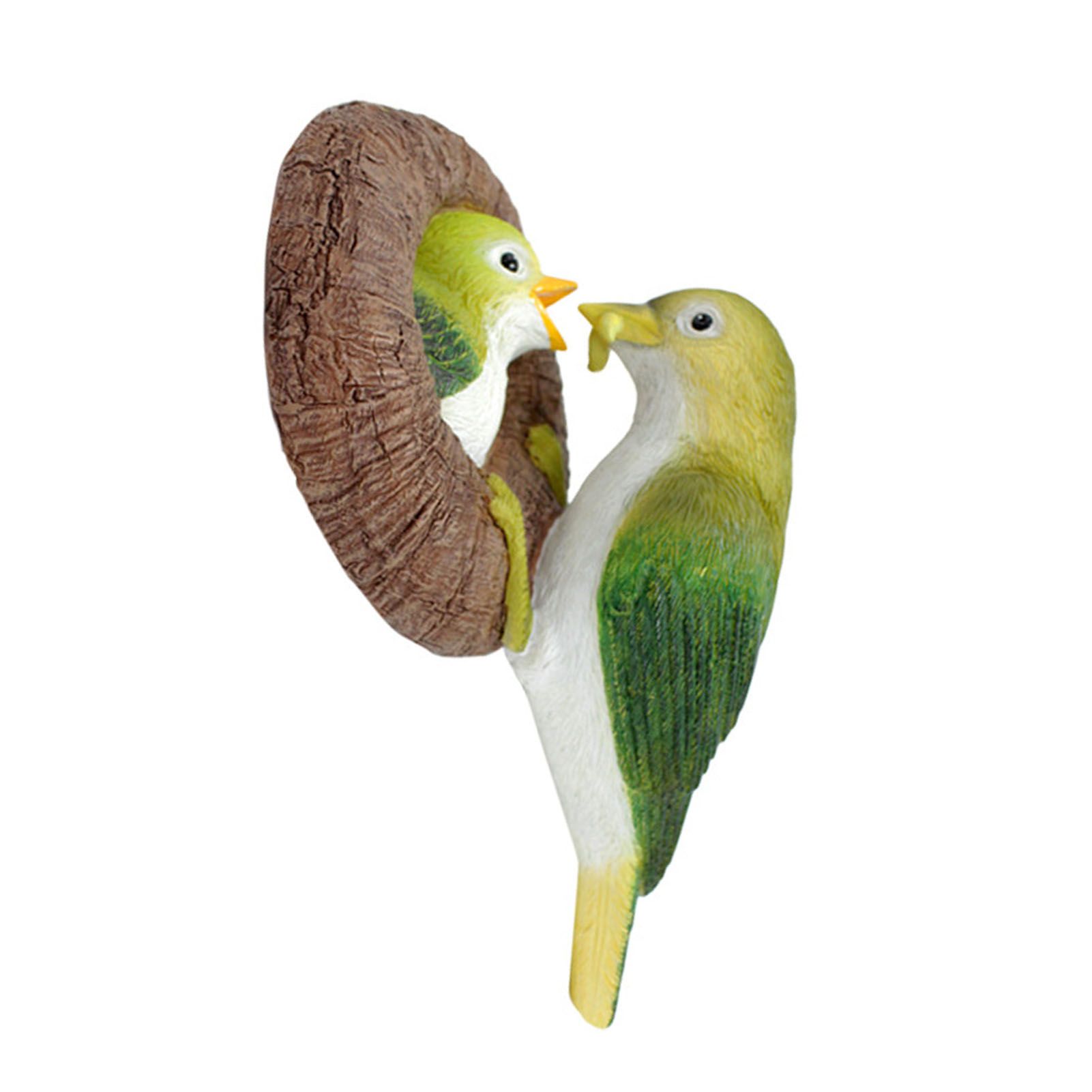Simulated Bird Statue Resin Birds Peeker Figurine Sculpture for Tree Wall view 5