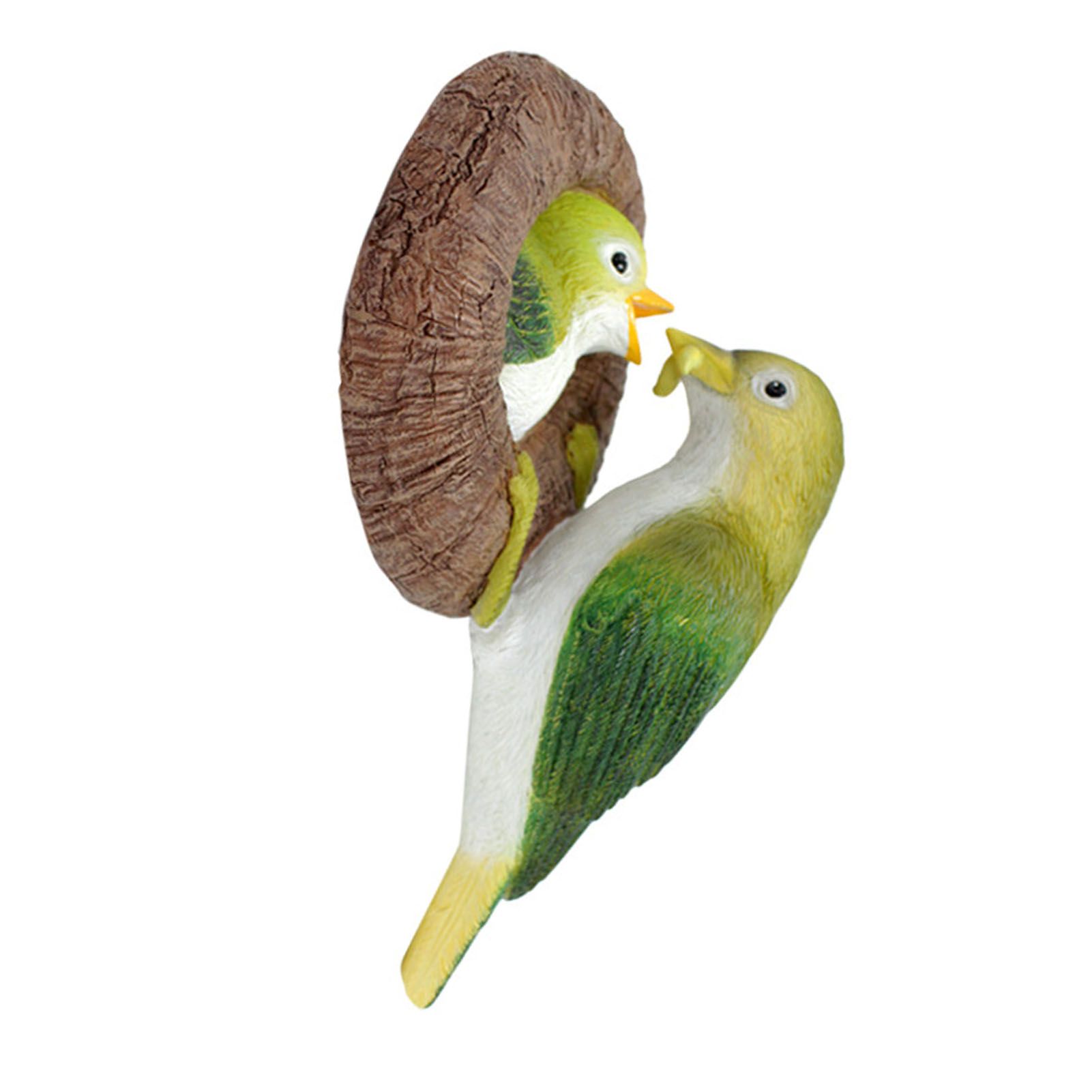 Simulated Bird Statue Resin Birds Peeker Figurine Sculpture for Tree Wall view 6