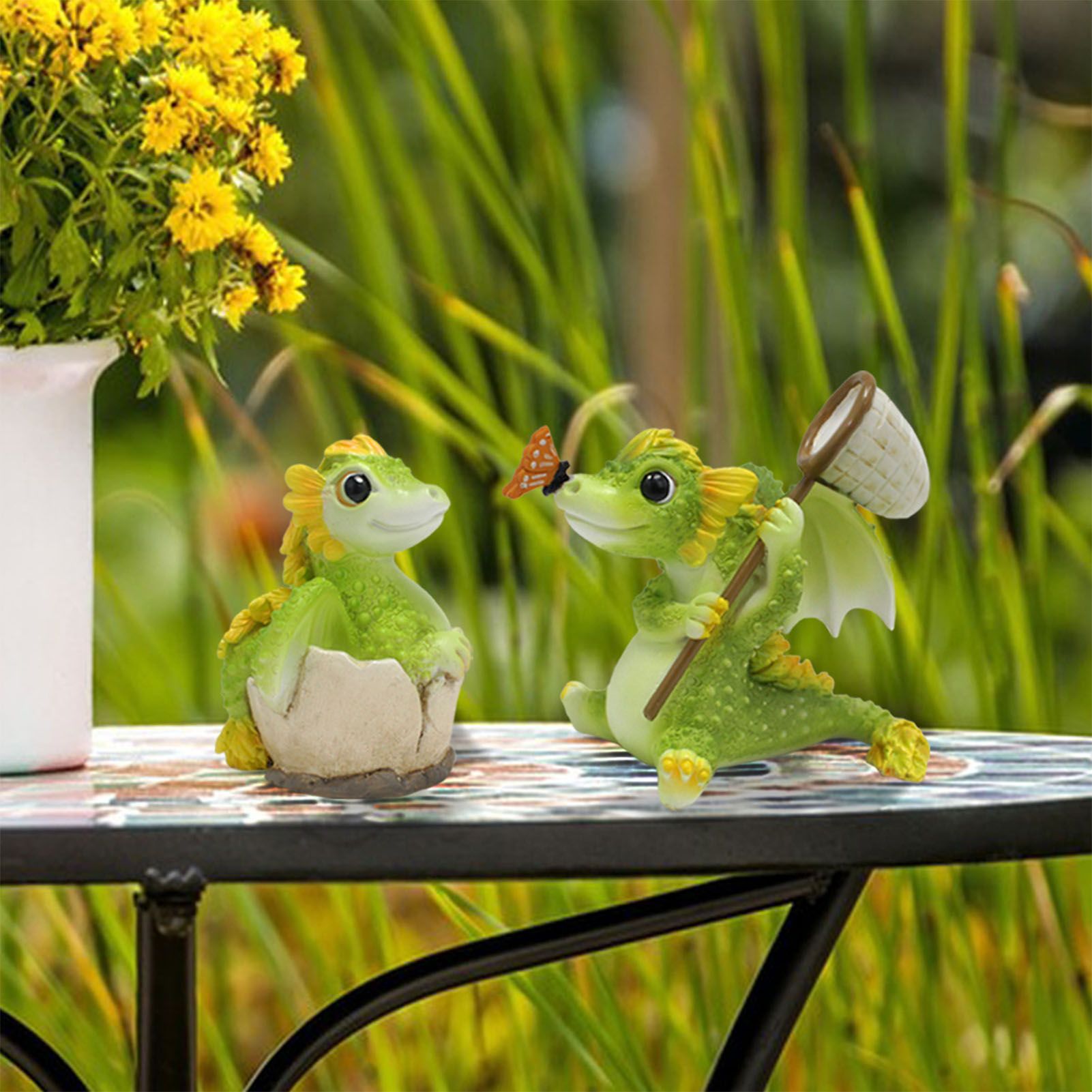 Baby Dragon Statue Set Adorable Creative Collectible Long Lasting for Yard view 9