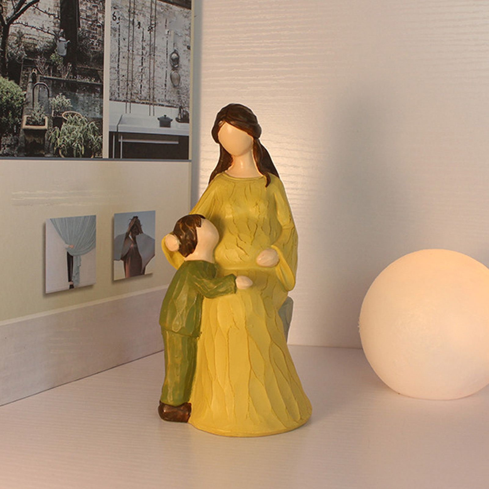 Mother Son Figurines Innovative Nordic Style Hand Painted Resin Mother Son view 5