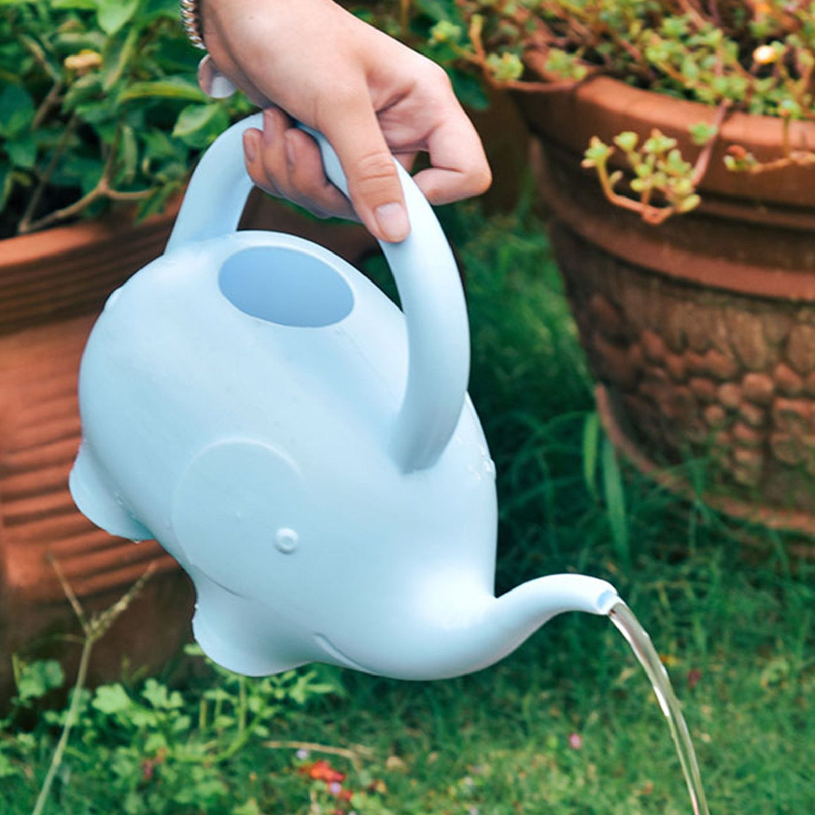 Cartoon Elephant Watering Can Plastic 1L Large Capacity Handheld Cute Animal view 8