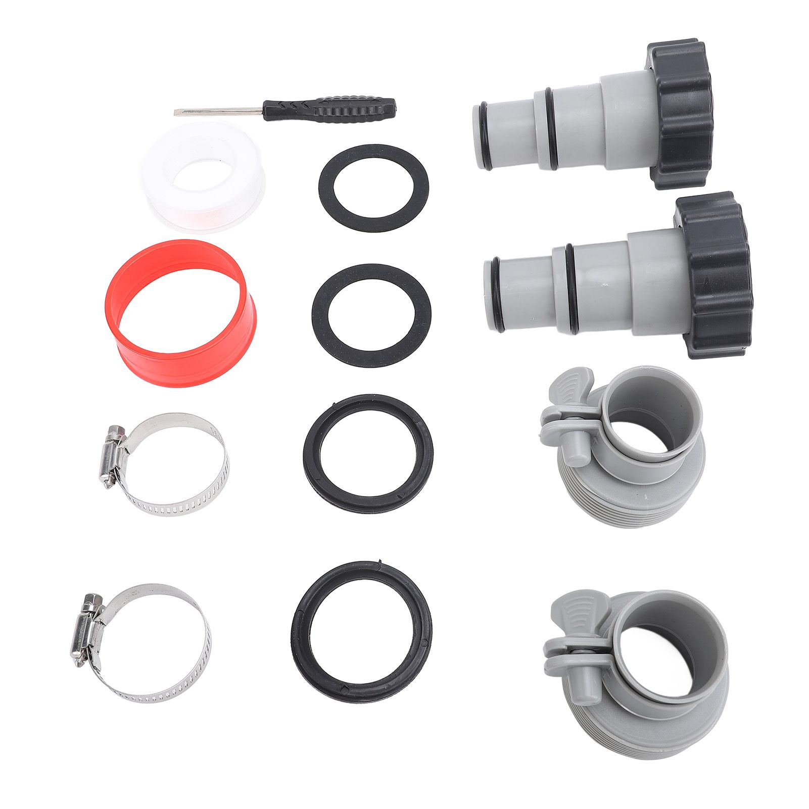 2 Sets Pool Hose Adapter Threaded Connection Fittings Clamps Gaskets view 2