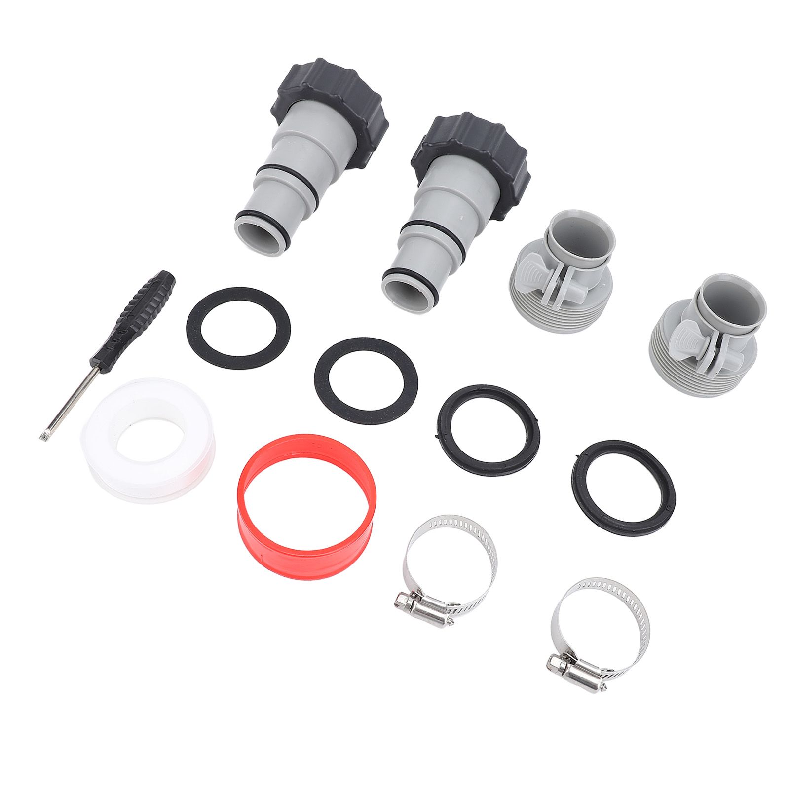 2 Sets Pool Hose Adapter Threaded Connection Fittings Clamps Gaskets view 4