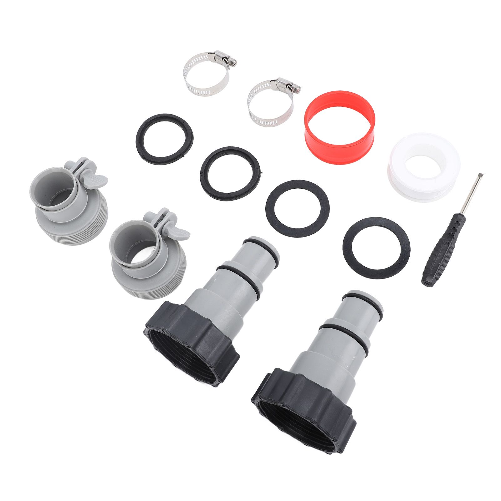 2 Sets Pool Hose Adapter Threaded Connection Fittings Clamps Gaskets view 5