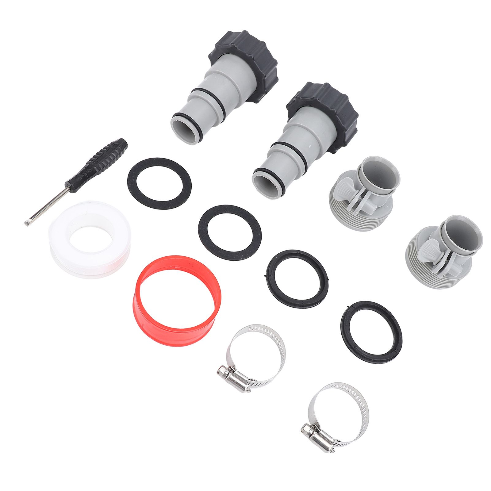 2 Sets Pool Hose Adapter Threaded Connection Fittings Clamps Gaskets view 6