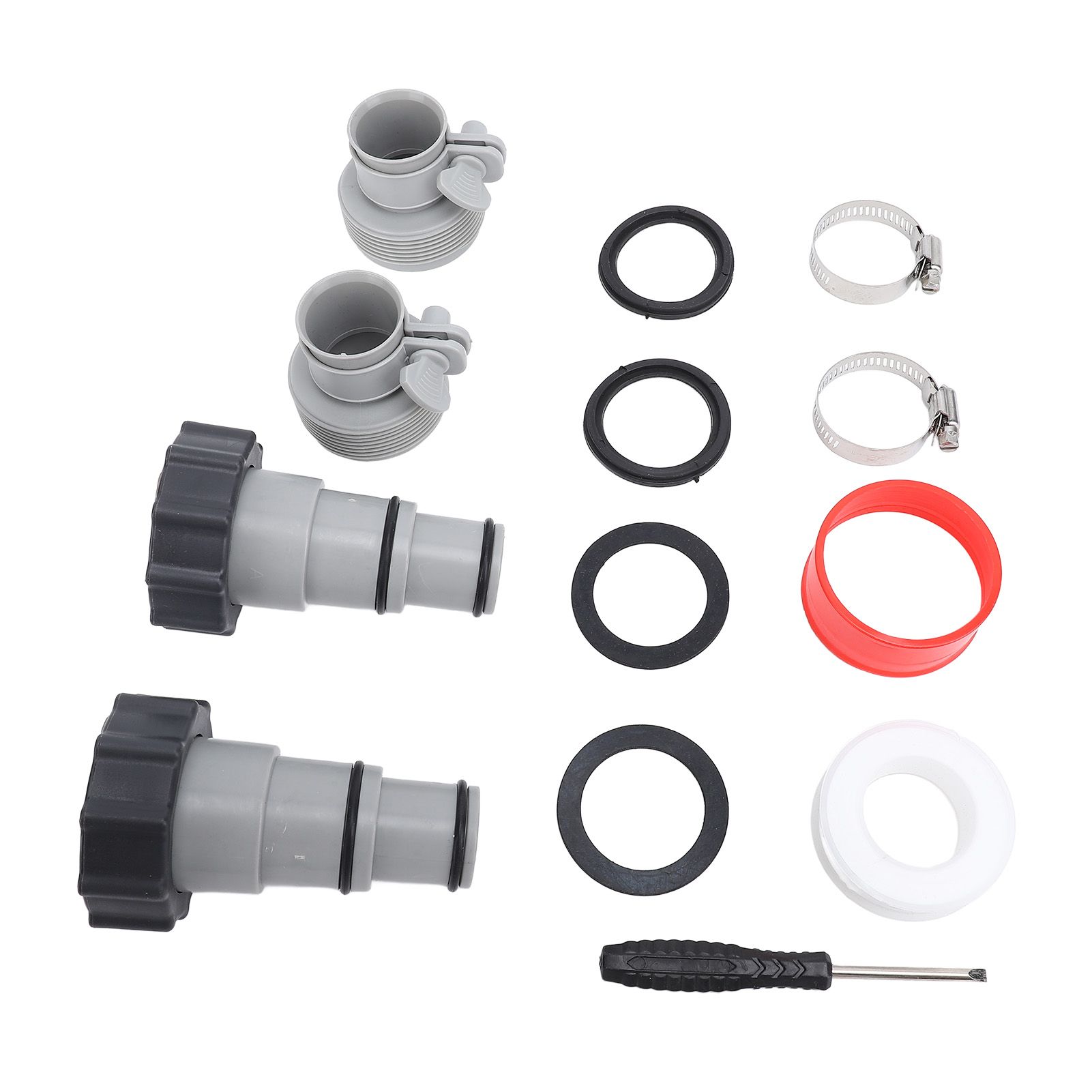 2 Sets Pool Hose Adapter Threaded Connection Fittings Clamps Gaskets view 7