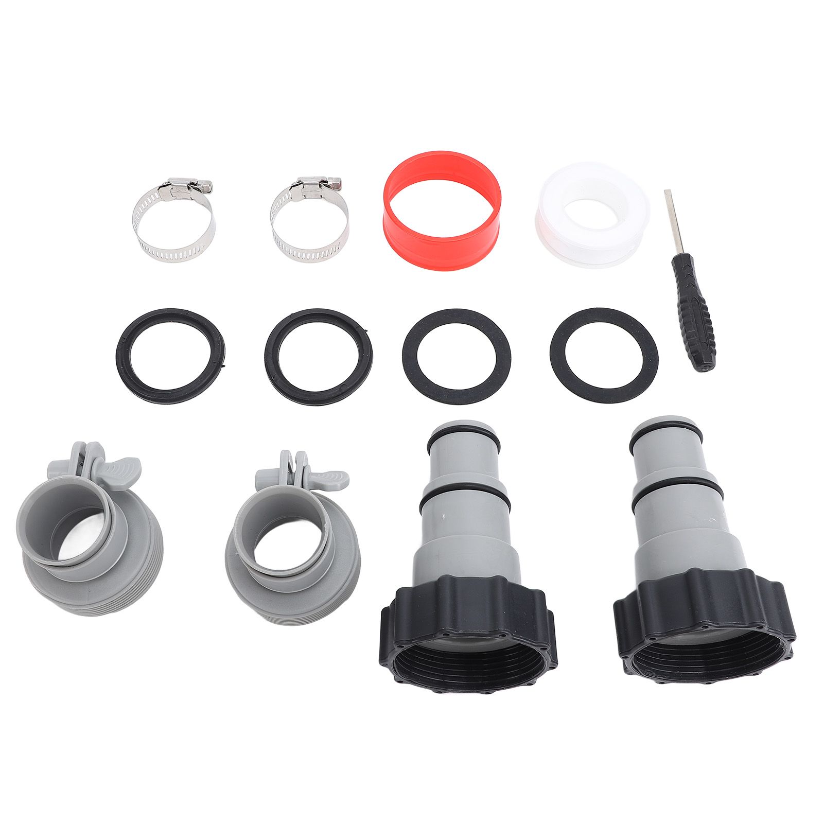 2 Sets Pool Hose Adapter Threaded Connection Fittings Clamps Gaskets view 10