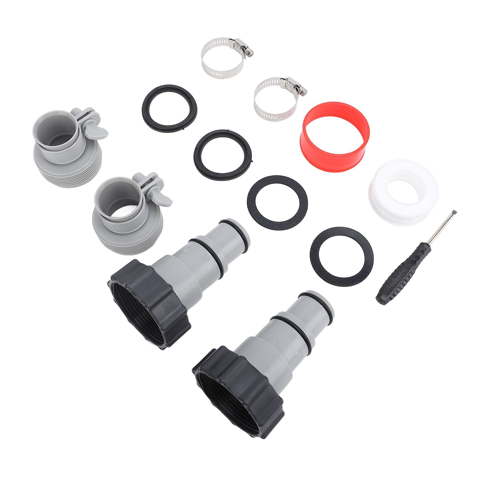 2 Sets Pool Hose Adapter Threaded Connection Fittings Clamps Gaskets view 11
