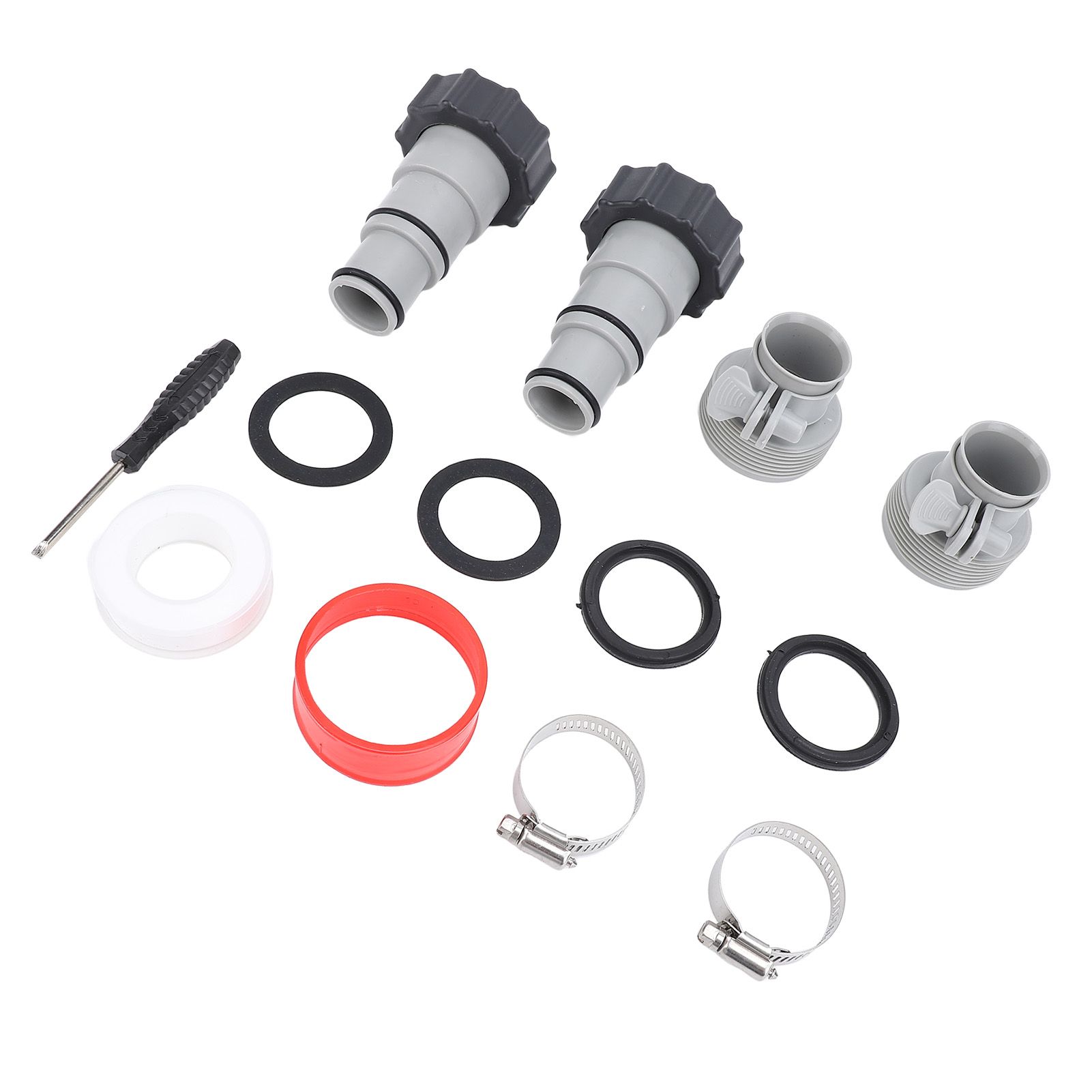 2 Sets Pool Hose Adapter Threaded Connection Fittings Clamps Gaskets view 12