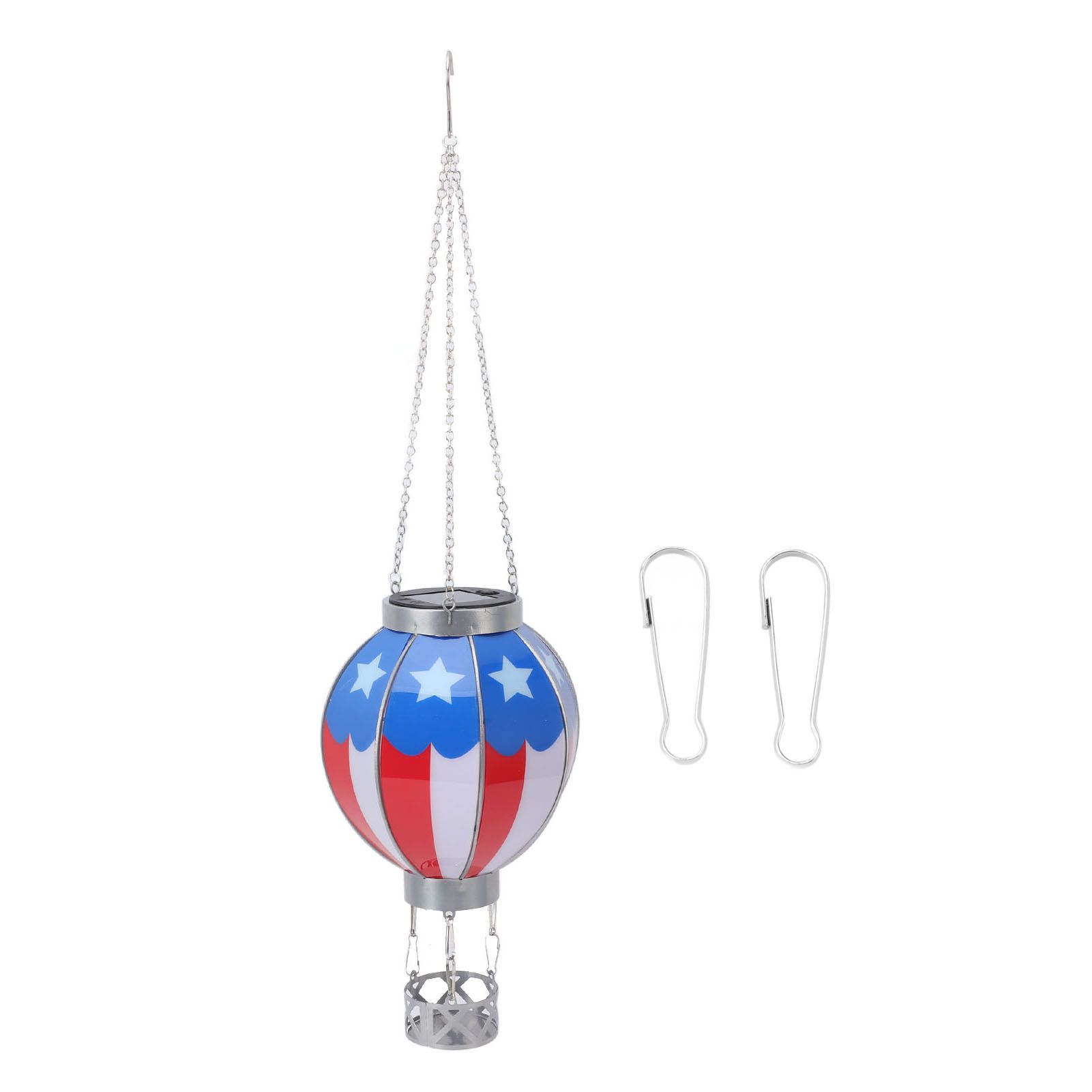 Hot Air Balloon Solar Lantern Automatic Open Iron Patriotic Flag Pattern view 3