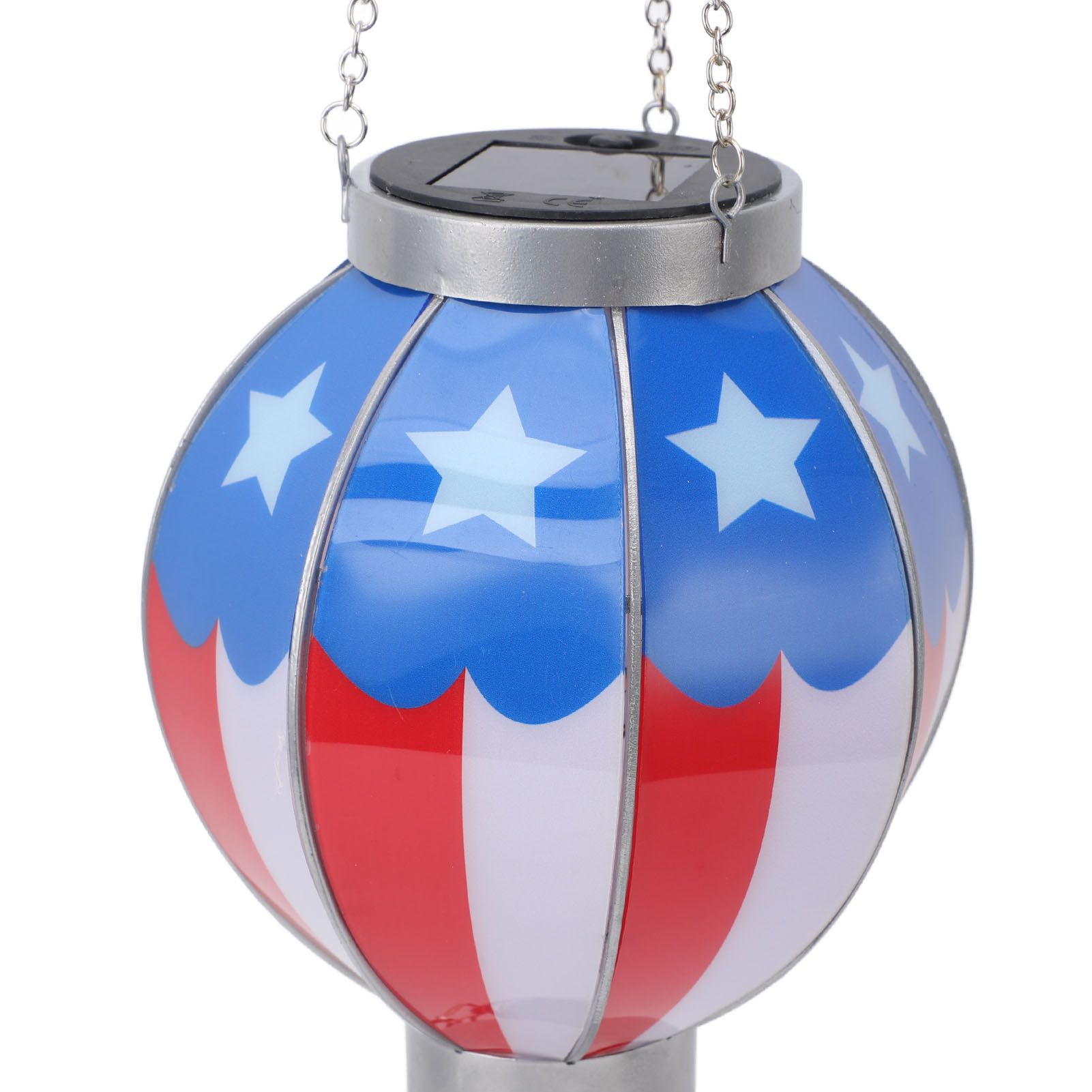 Hot Air Balloon Solar Lantern Automatic Open Iron Patriotic Flag Pattern view 5