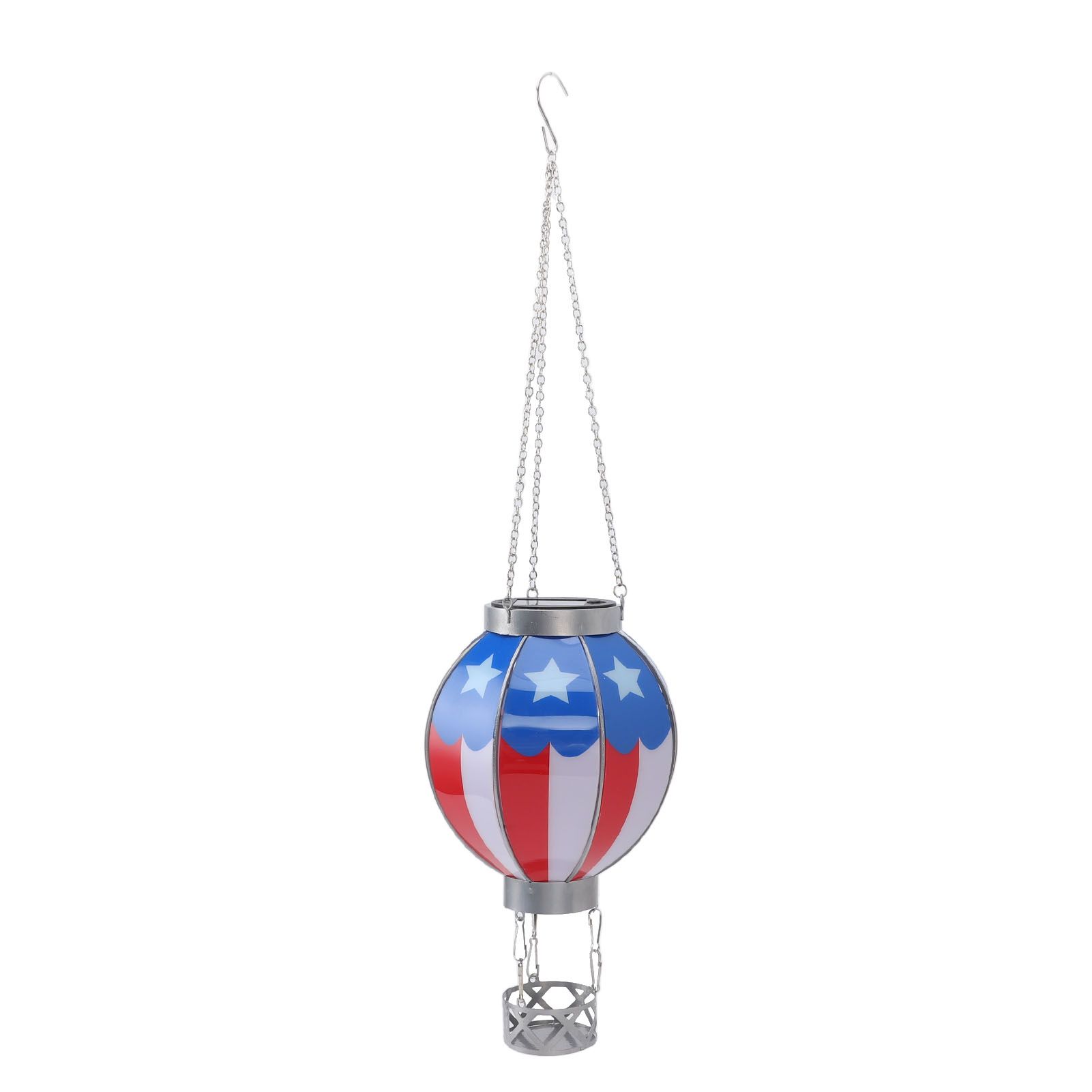 Hot Air Balloon Solar Lantern Automatic Open Iron Patriotic Flag Pattern view 6