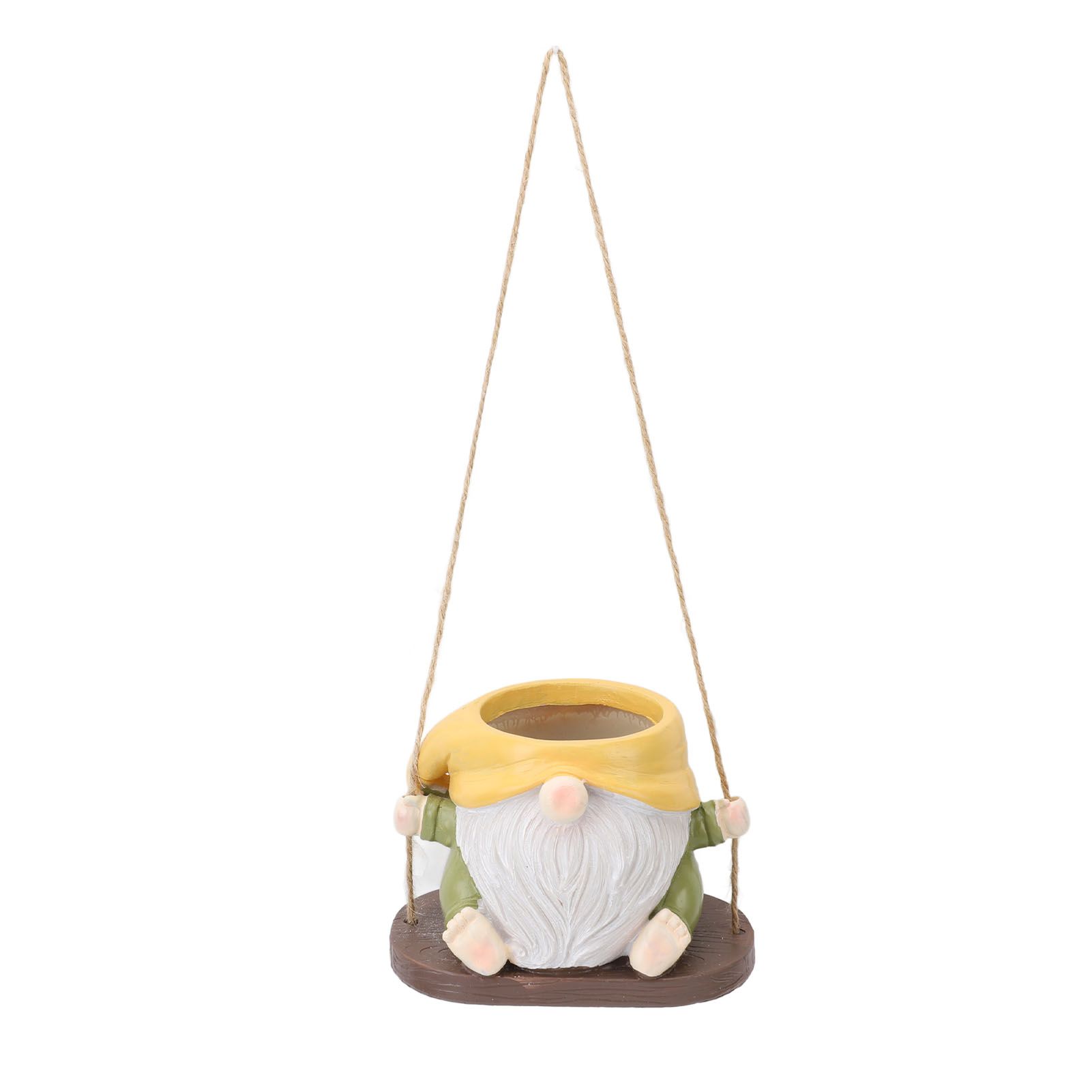 Swing Plant Pot Resin Cute Faceless Gnome Figurine Decorative Hanging Planter view 3