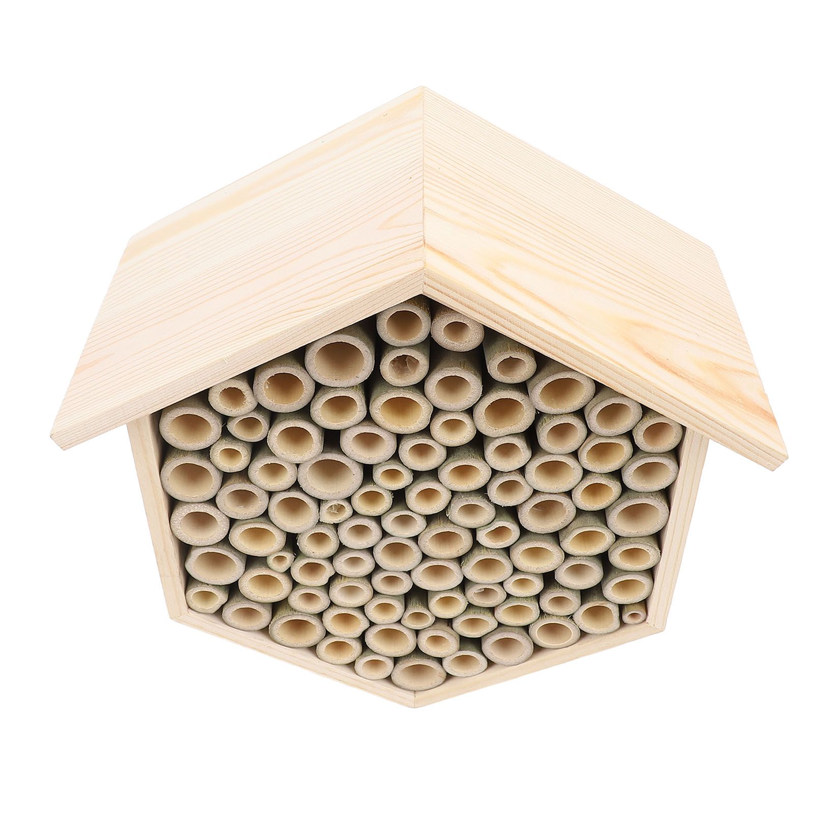Hexagonal Bee House Wooden Bee Box Home Hotel Attract Peaceful Bee Pollinators — image 1