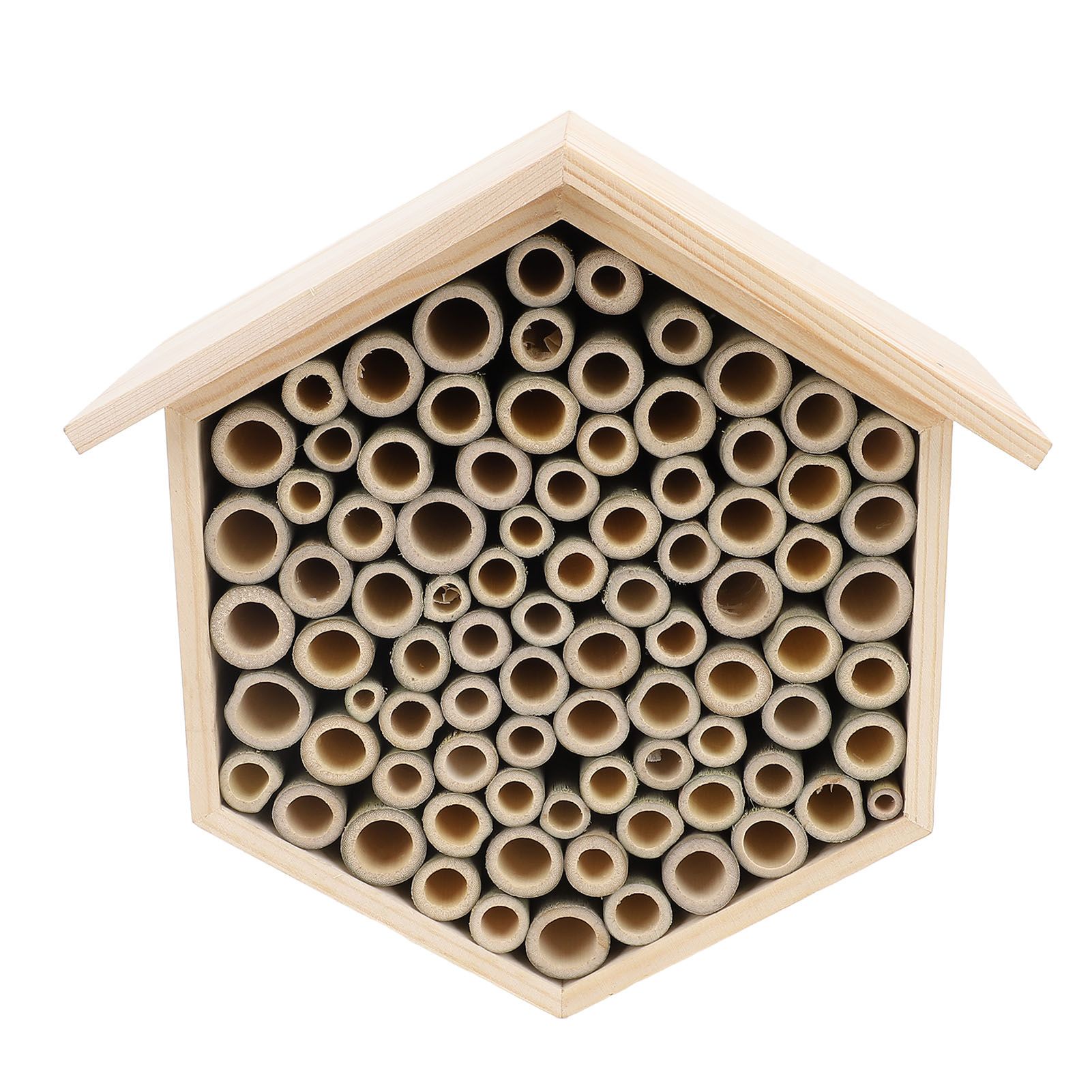 Hexagonal Bee House Wooden Bee Box Home Hotel Attract Peaceful Bee Pollinators view 3