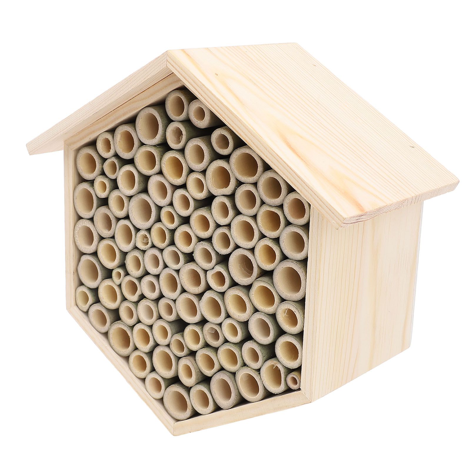 Hexagonal Bee House Wooden Bee Box Home Hotel Attract Peaceful Bee Pollinators view 4