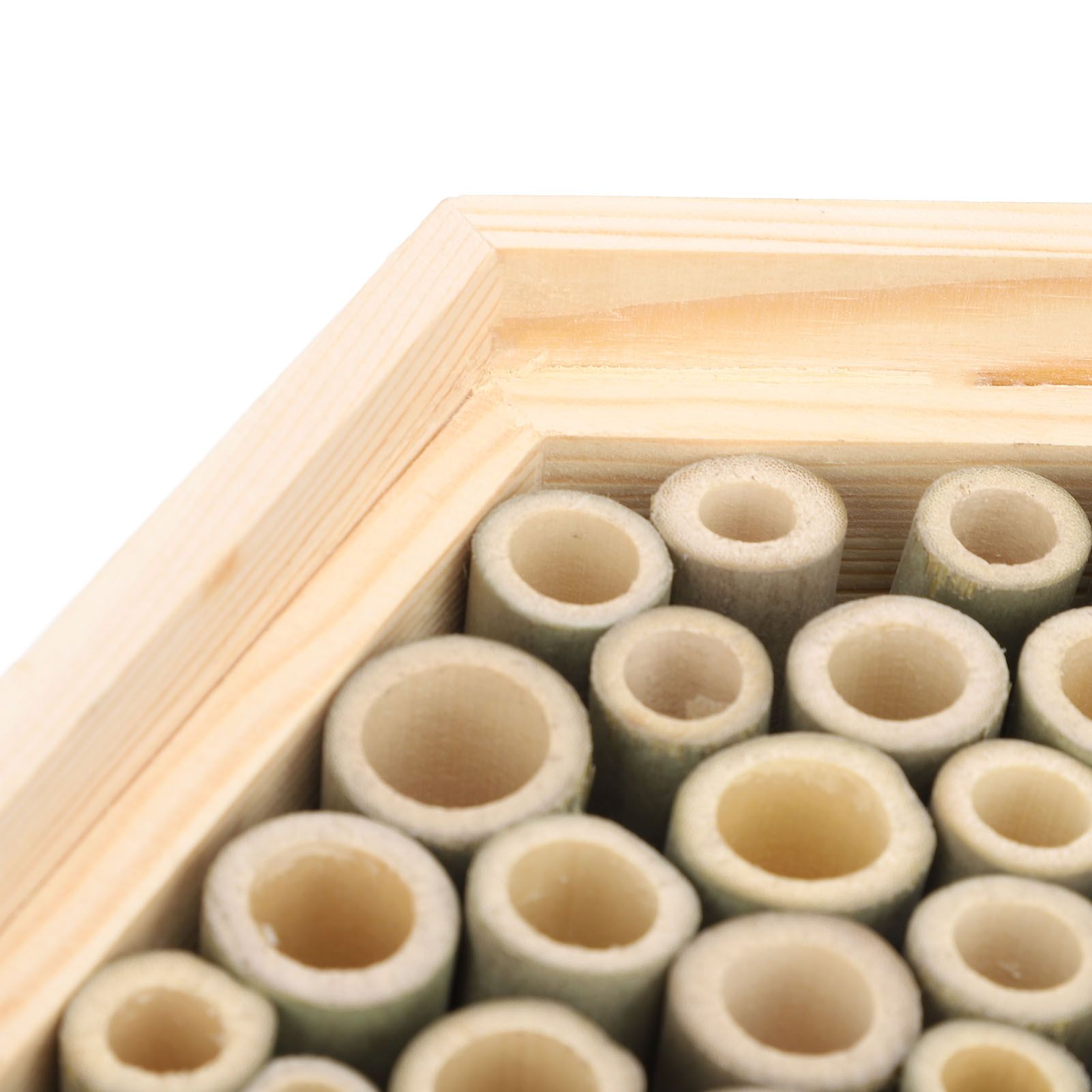 Hexagonal Bee House Wooden Bee Box Home Hotel Attract Peaceful Bee Pollinators view 5